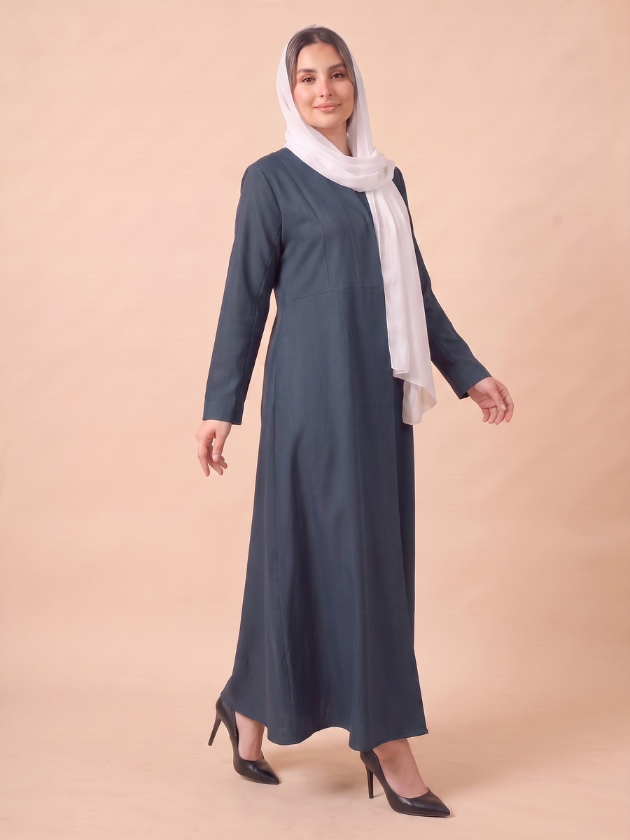 عباية سادة بأكمام طويلة بلون أزرق