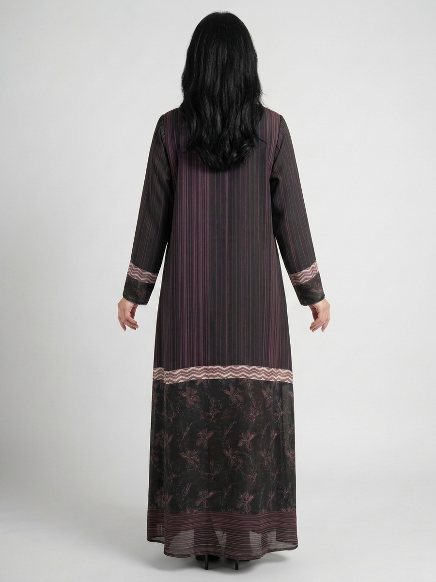 Brown Front Open Long Sleeve Abaya