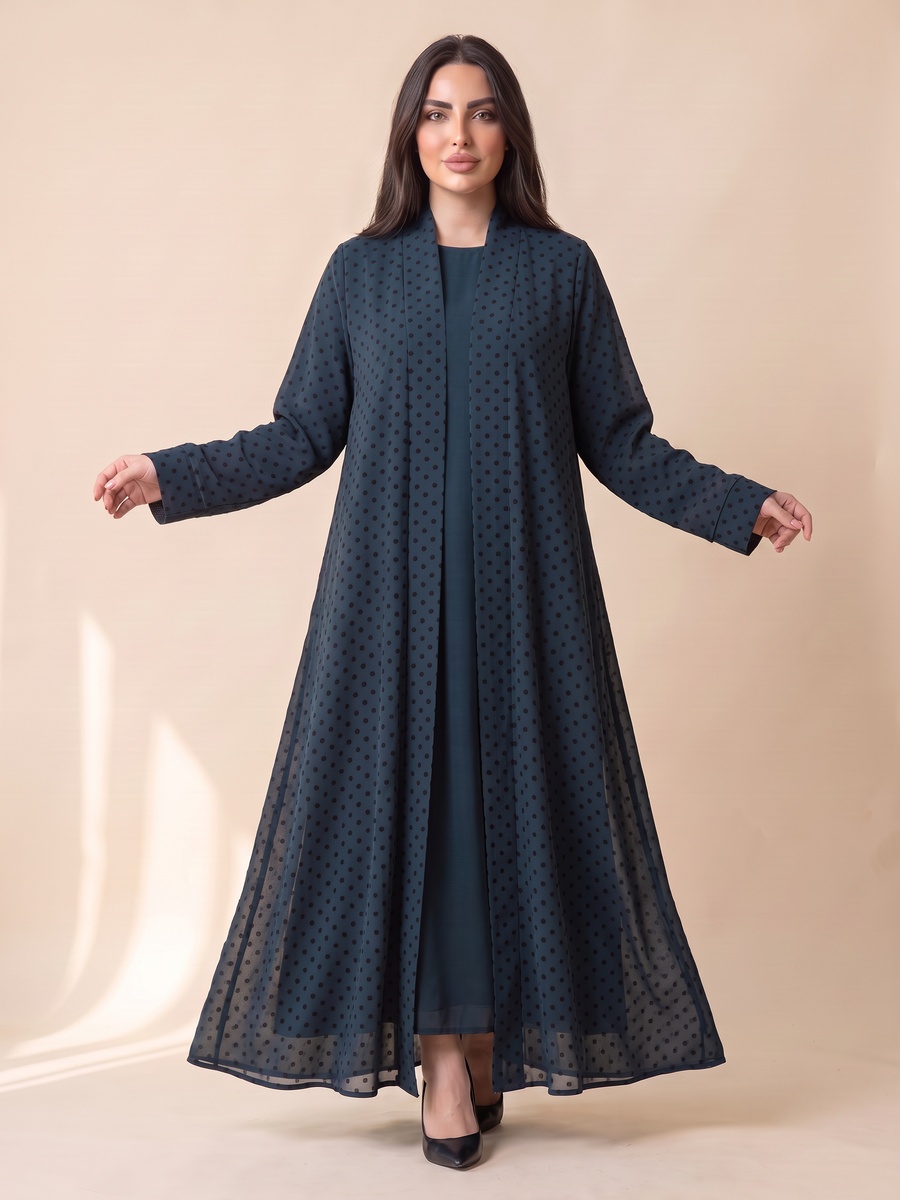 Navy Blue Polka Dot Abaya