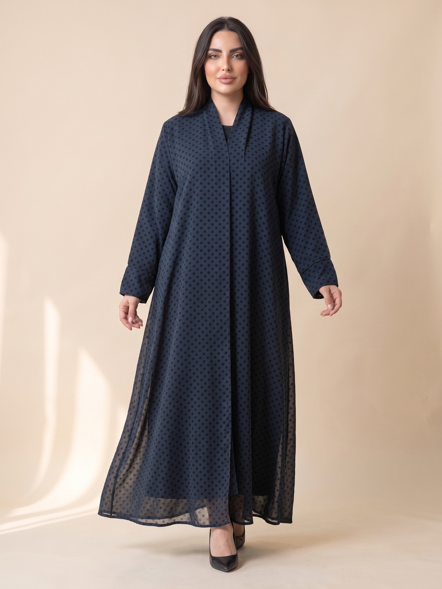 Navy Blue Polka Dot Abaya