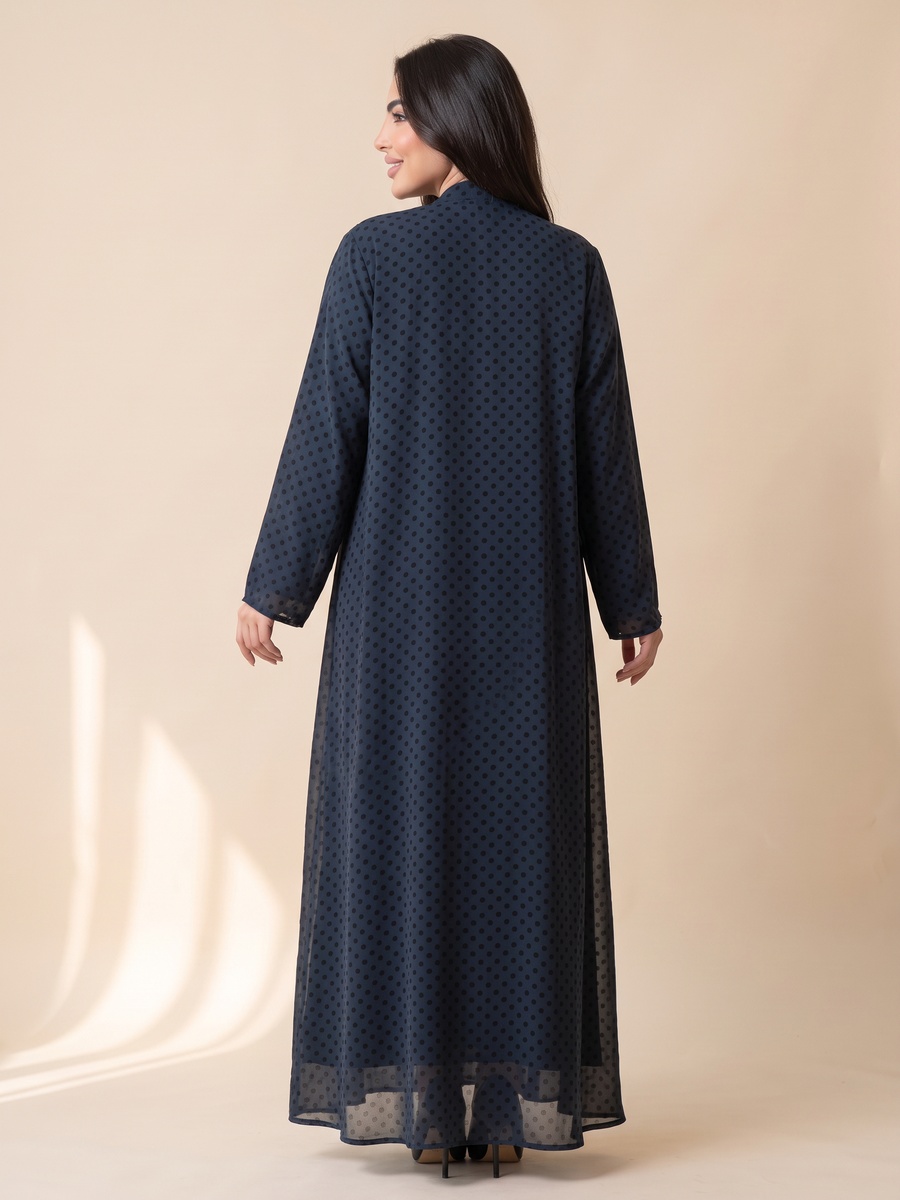 Navy Blue Polka Dot Abaya