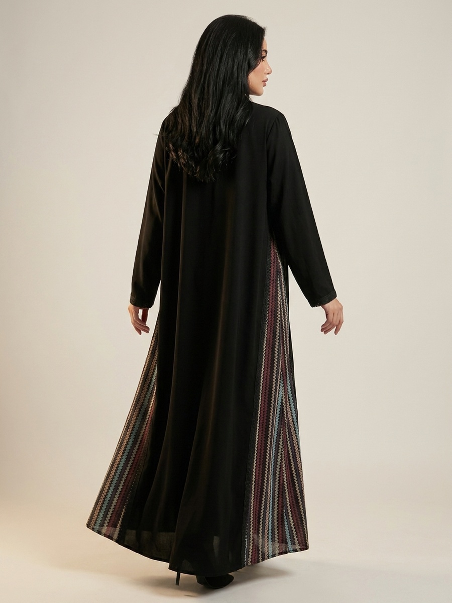 Black Abaya with Subtle Side Stripes