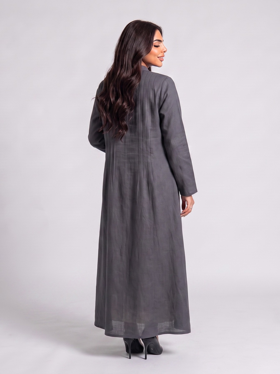Grey Pintuck Detail Abaya