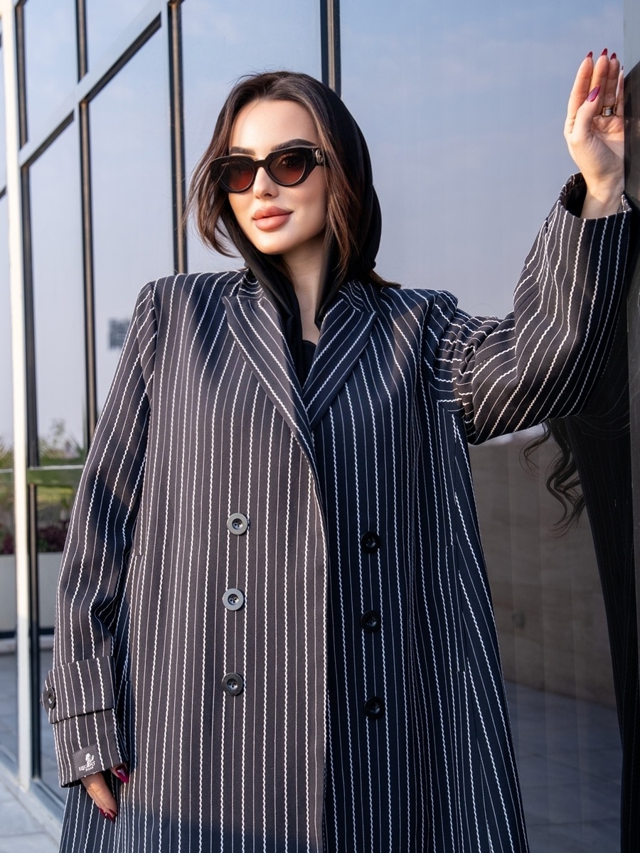 Black Striped Blazer Abaya