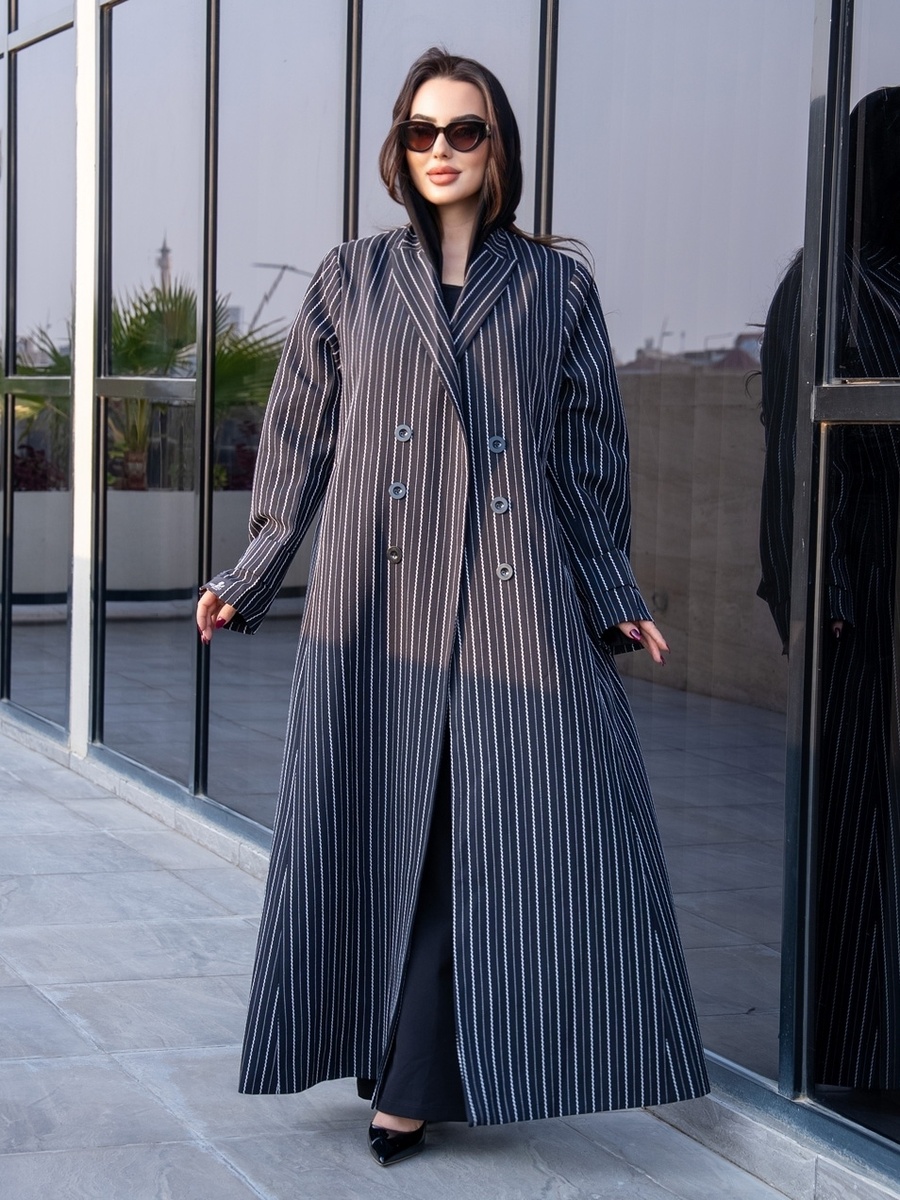 Black Striped Blazer Abaya