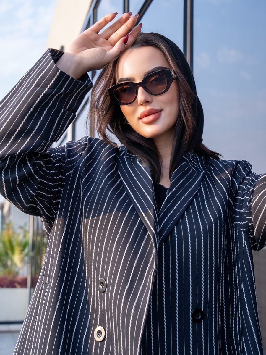 Black Striped Blazer Abaya