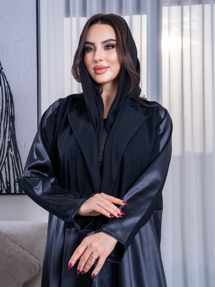 Black Abaya with Satin Detail