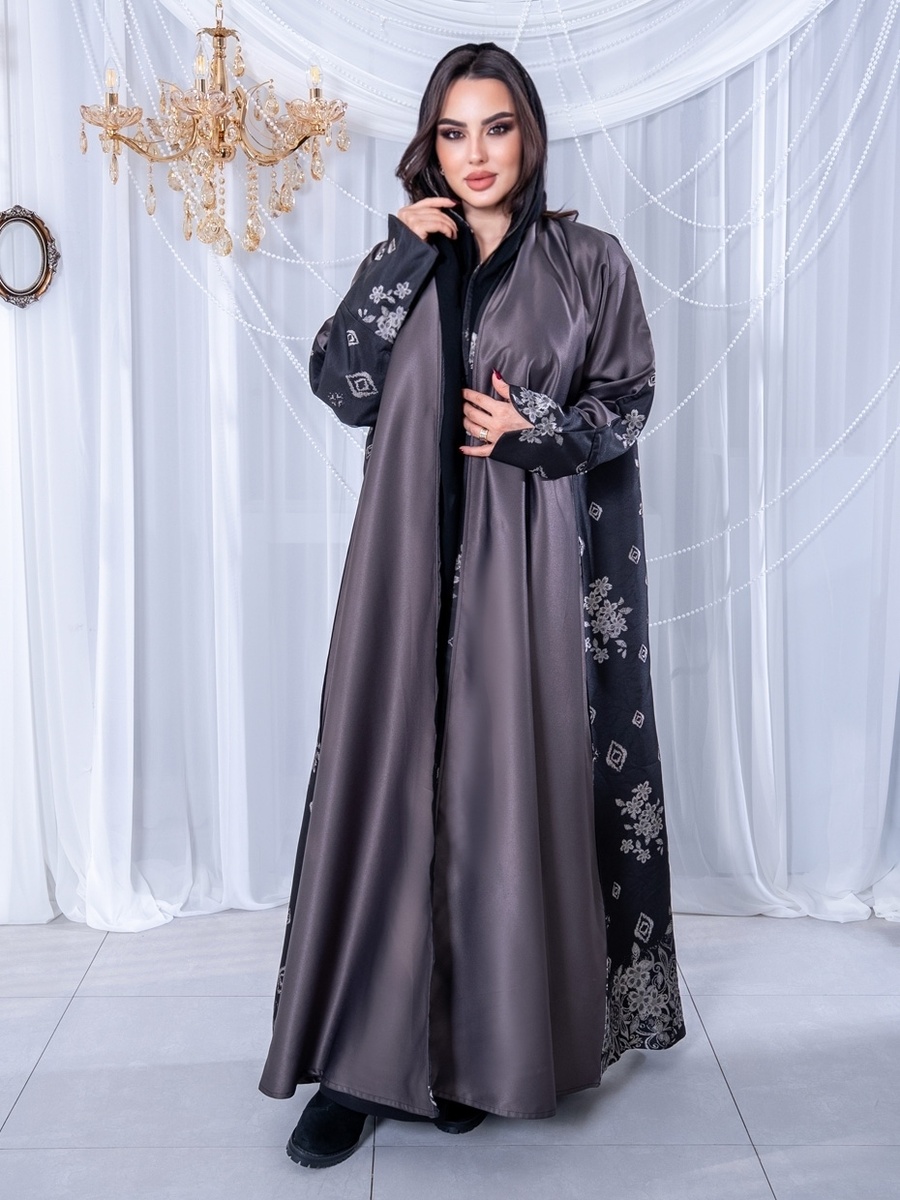 Grey Floral Abaya