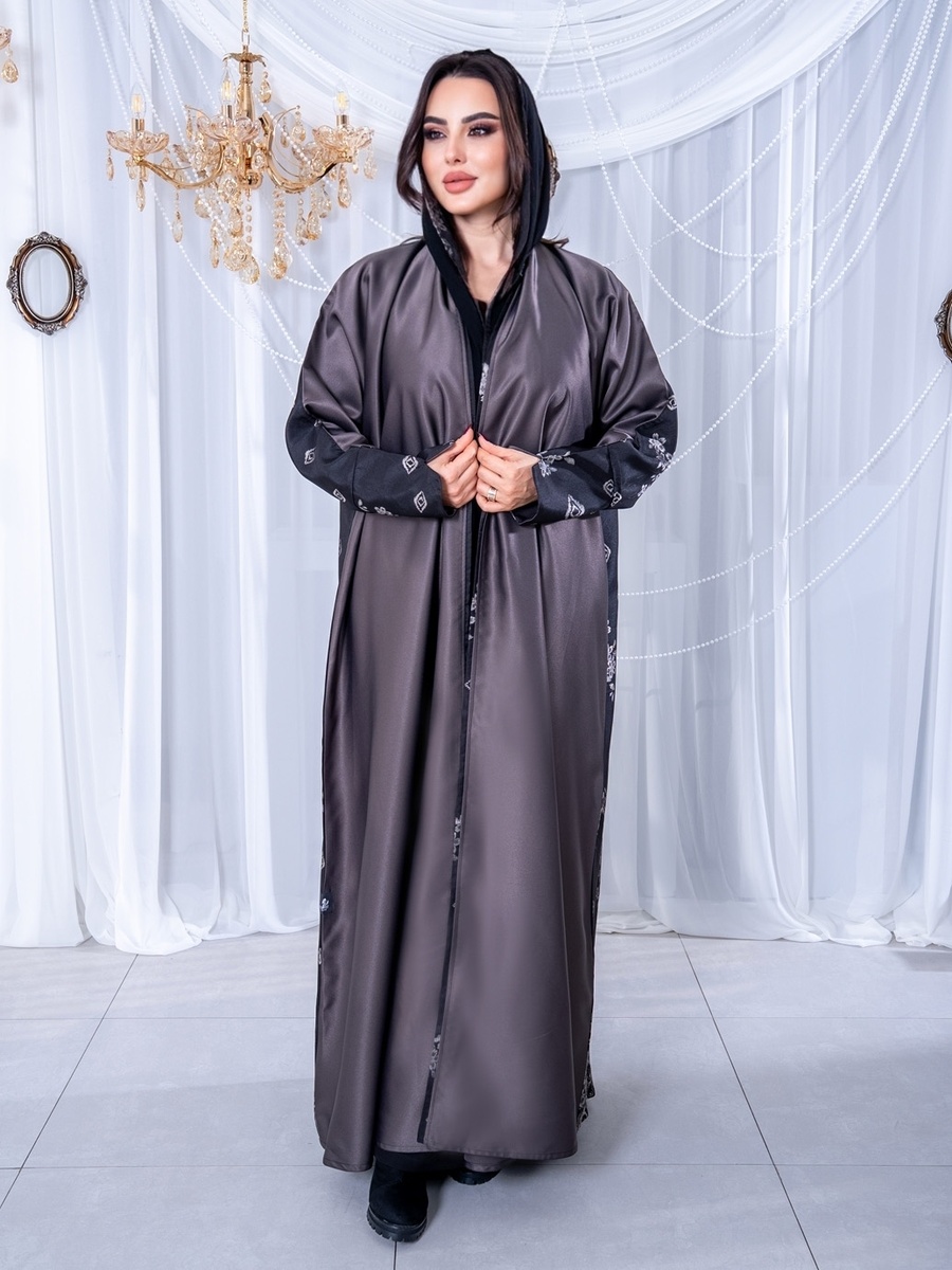 Grey Floral Abaya