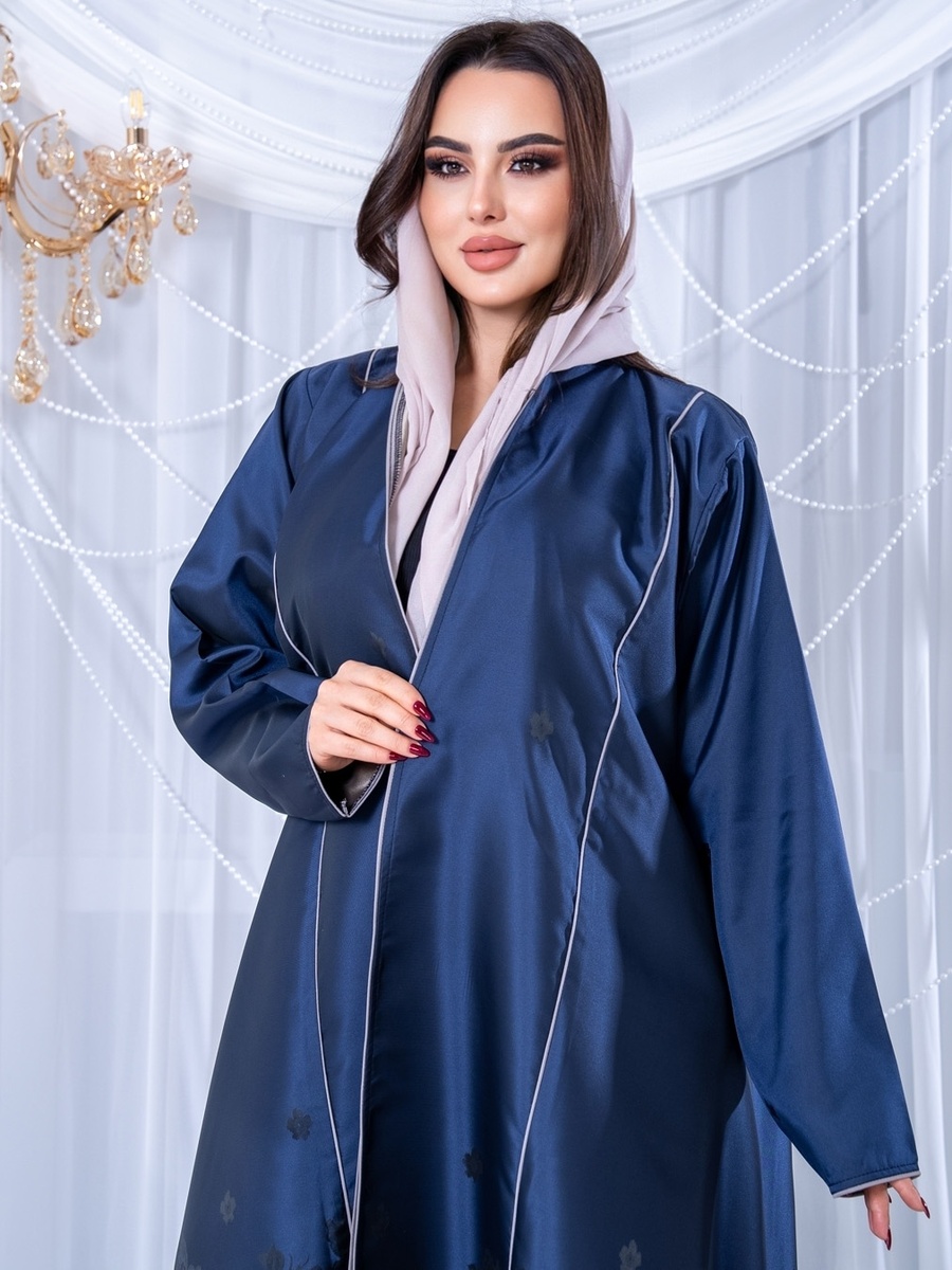 Navy Blue Floral Abaya