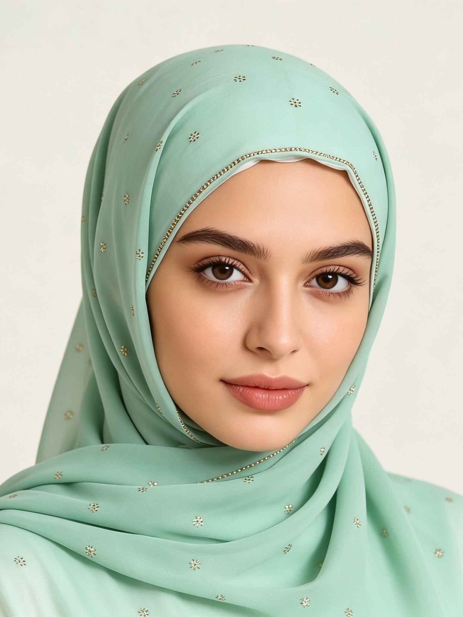 حجاب بتطريز فيروزي