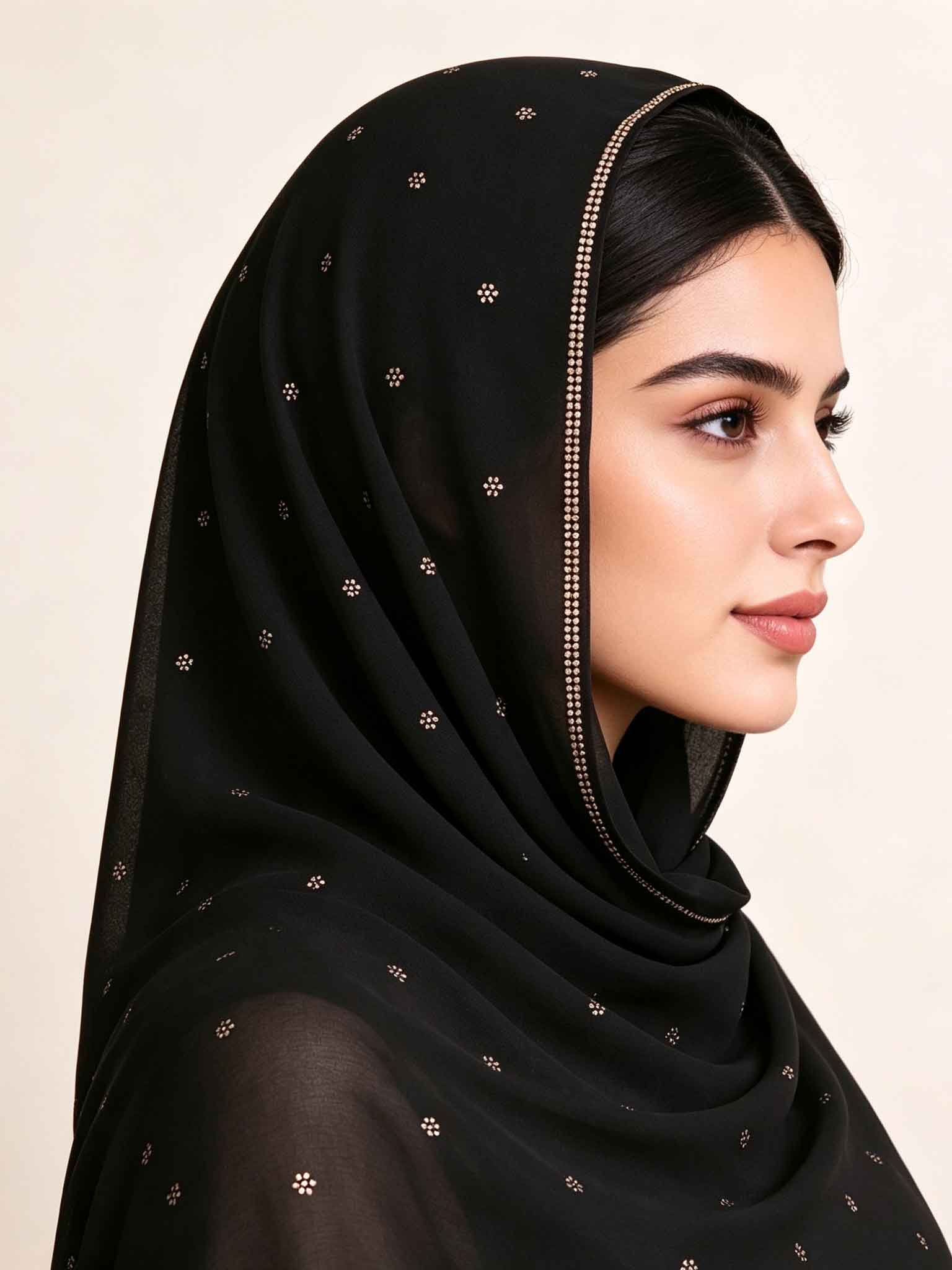 حجاب بتطريز أسود