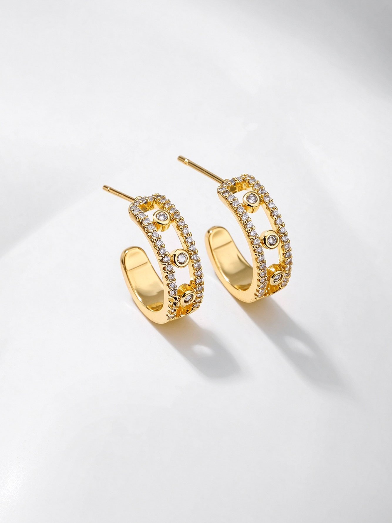 Gold Crystal Hoop Earrings