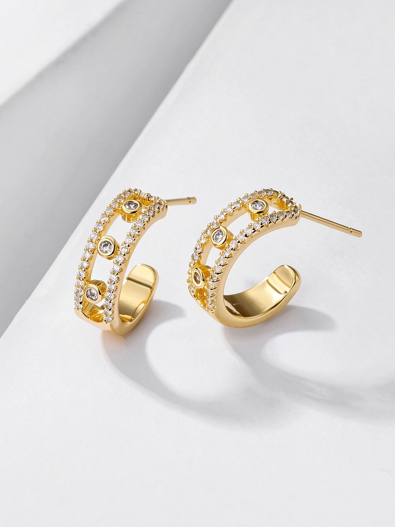 Gold Crystal Hoop Earrings