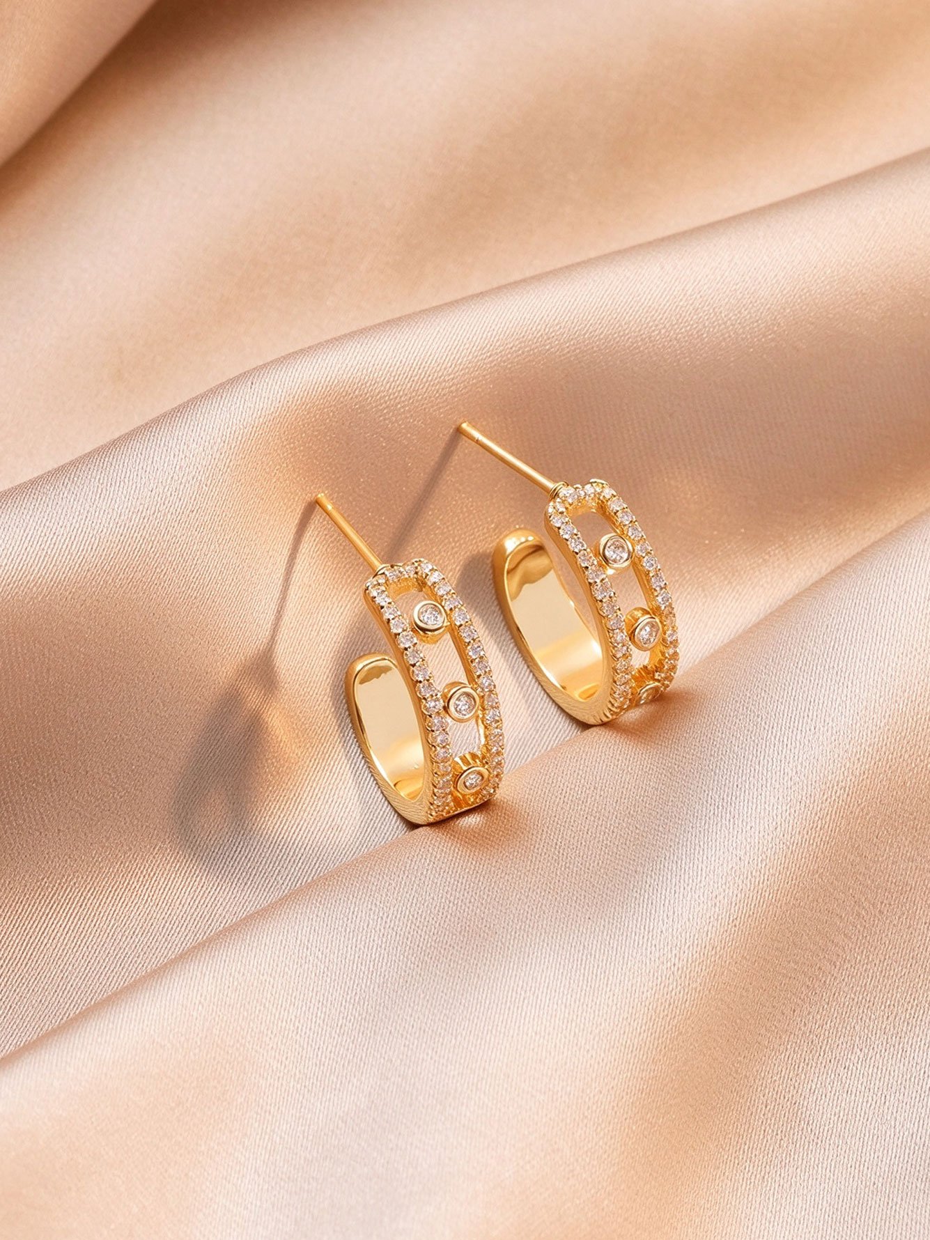 Gold Crystal Hoop Earrings