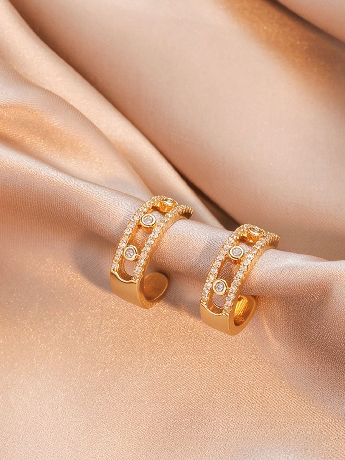 Gold Crystal Hoop Earrings