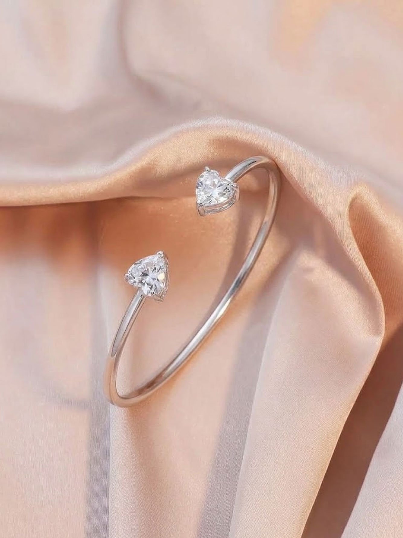 Silver Heart Cuff Bracelet