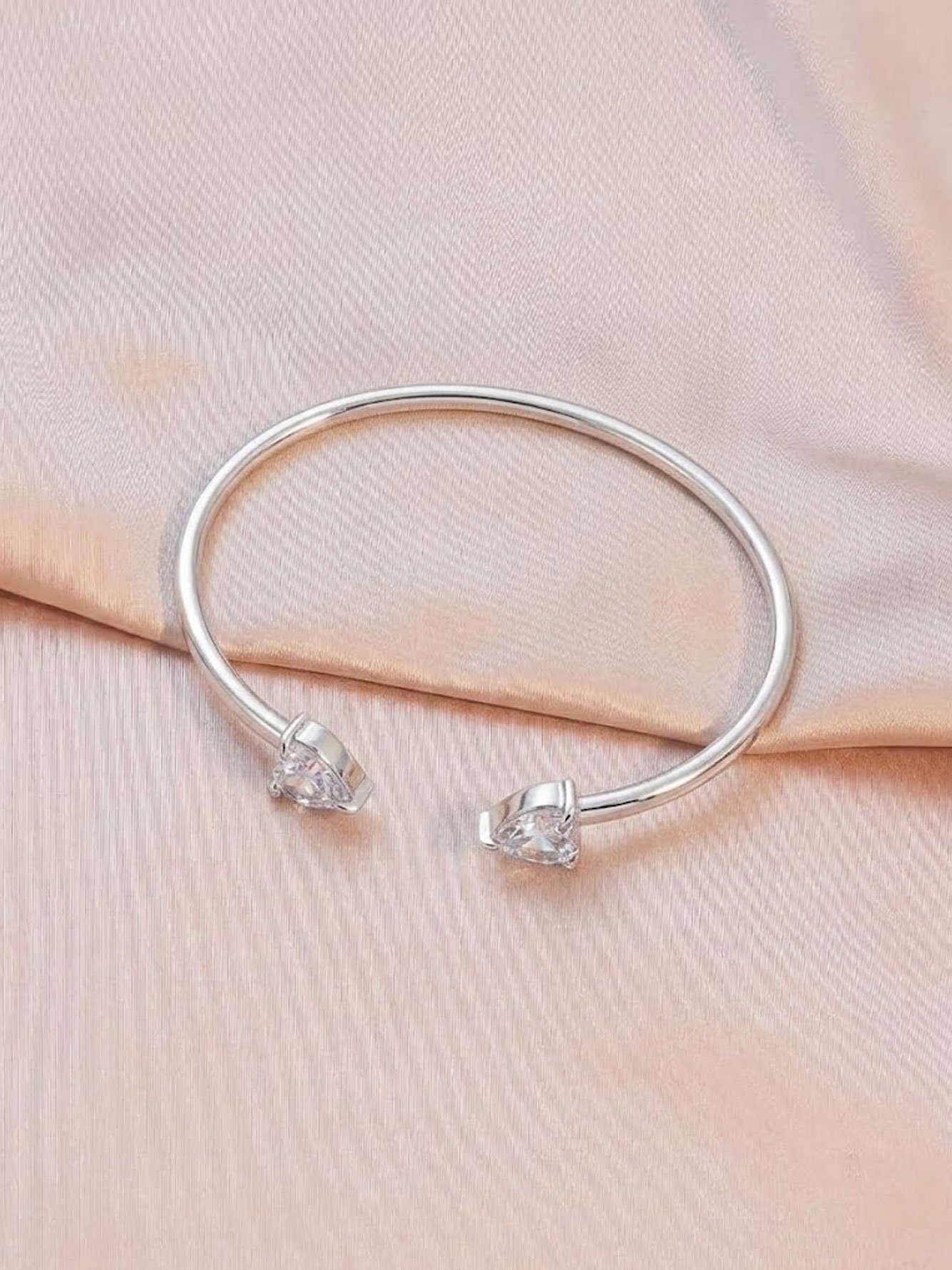 Silver Heart Cuff Bracelet