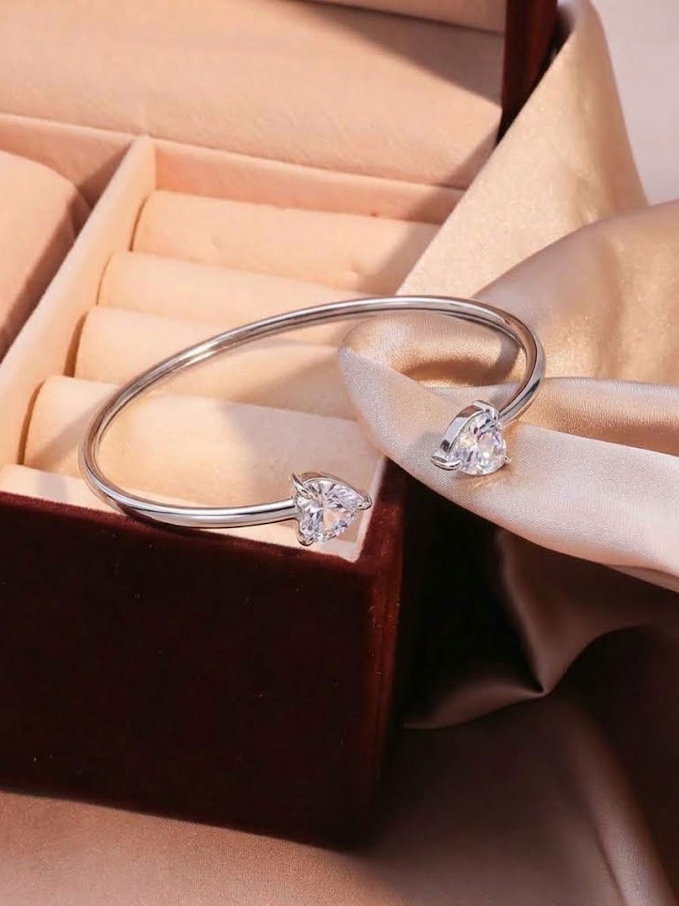 Silver Heart Cuff Bracelet