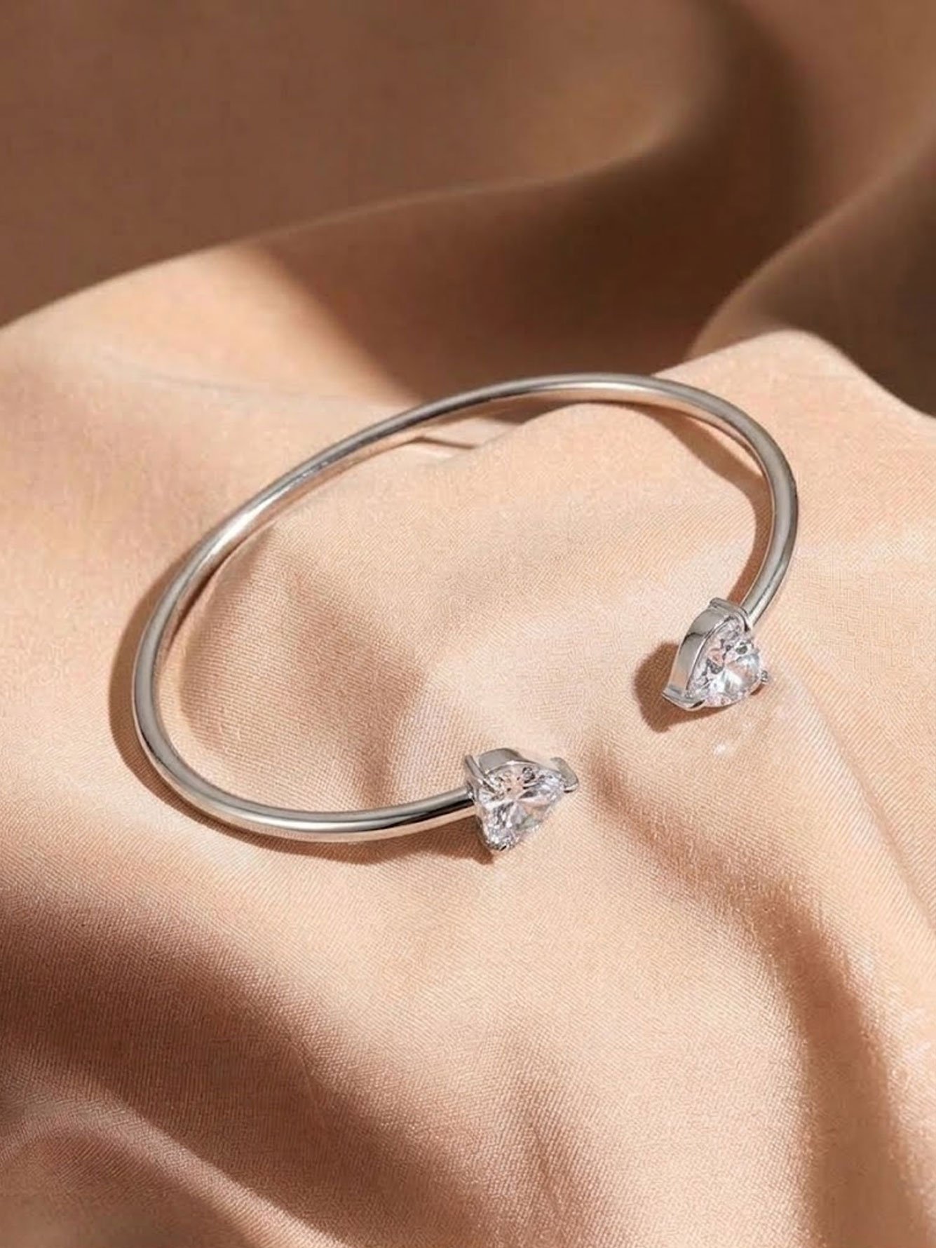 Silver Heart Cuff Bracelet