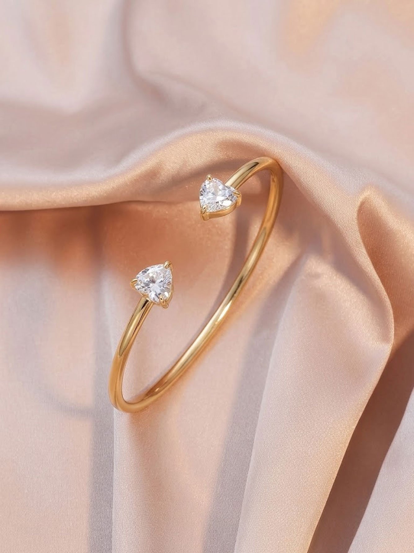 Gold Heart Cuff Bracelet