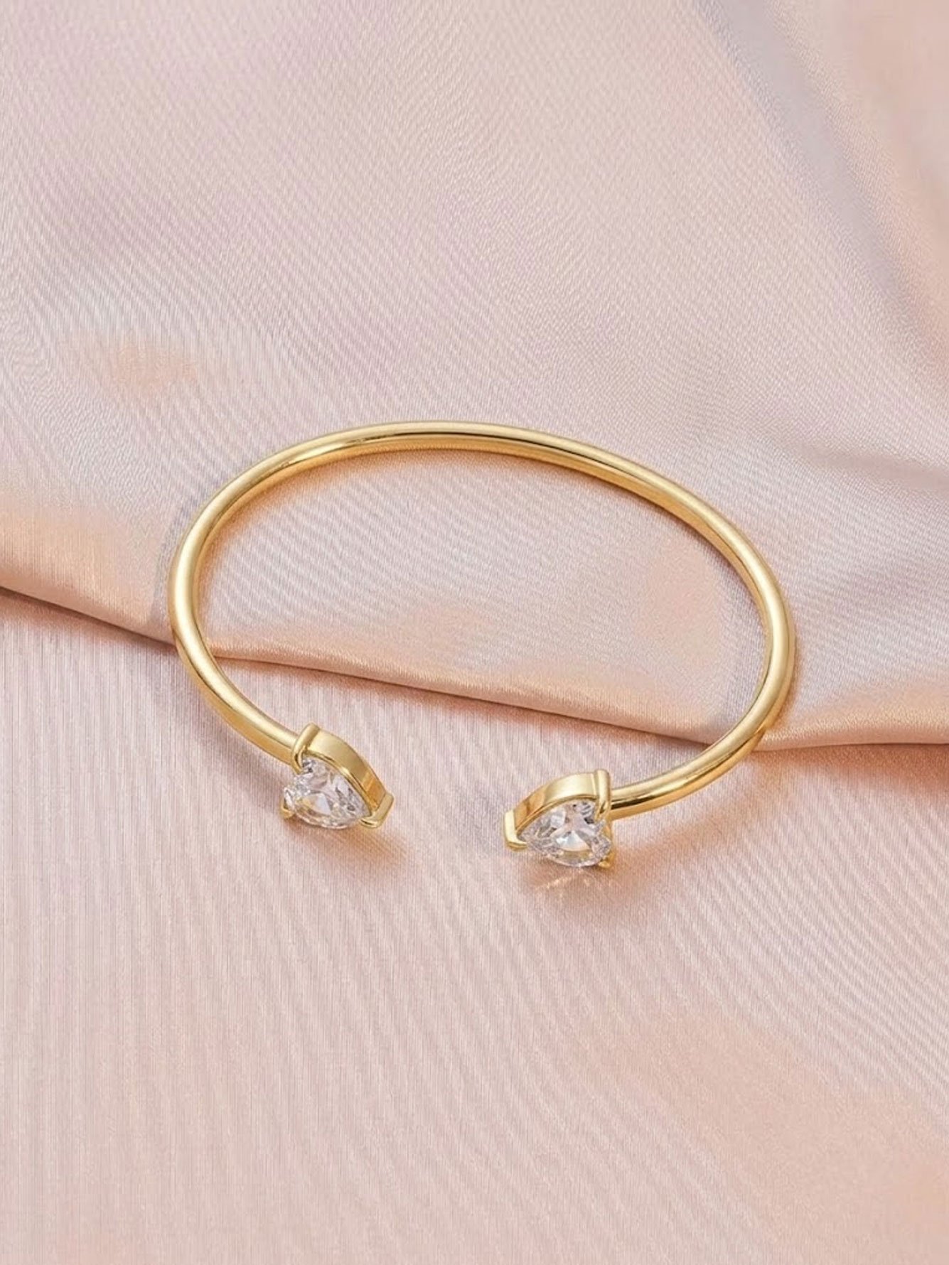 Gold Heart Cuff Bracelet