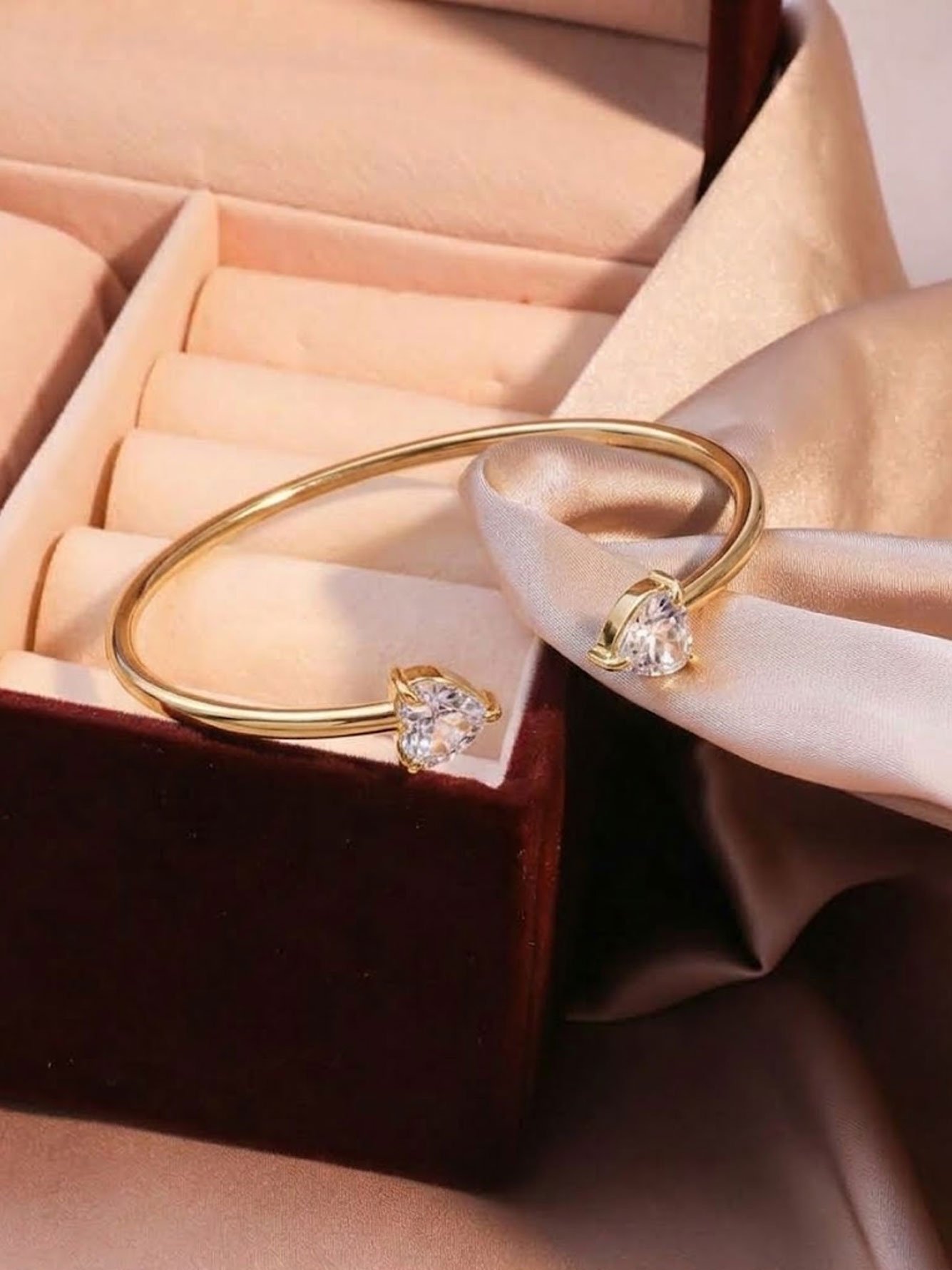 Gold Heart Cuff Bracelet