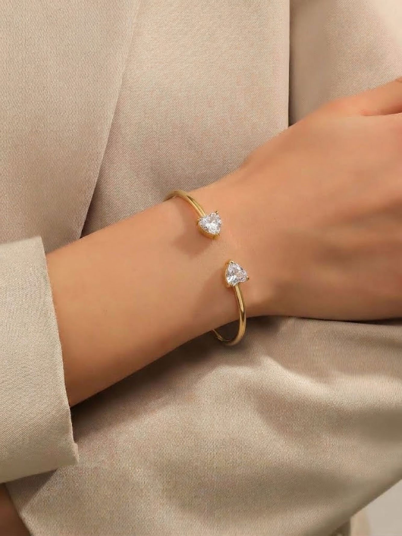 Gold Heart Cuff Bracelet