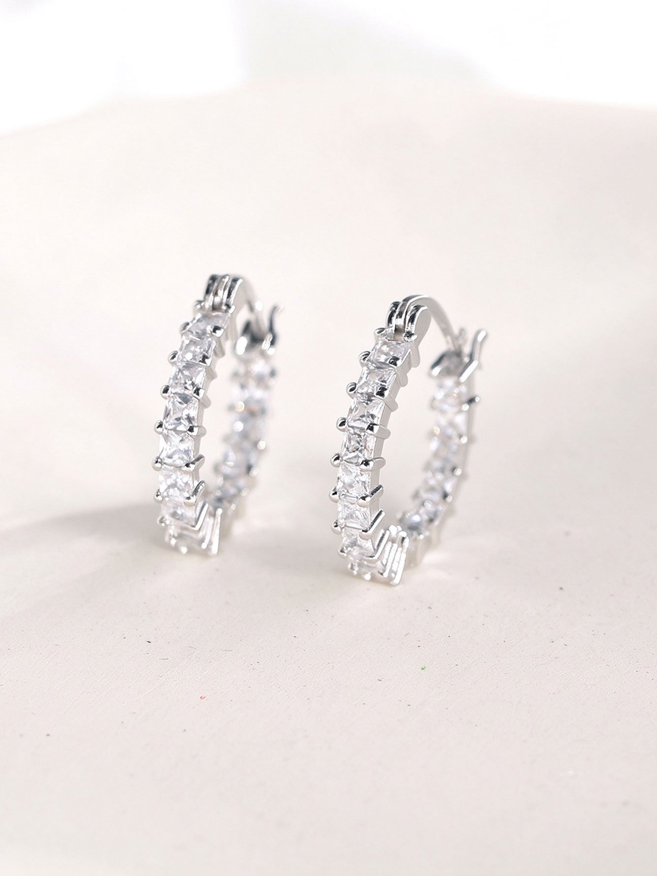 Silver Gemstone Hoop Earrings