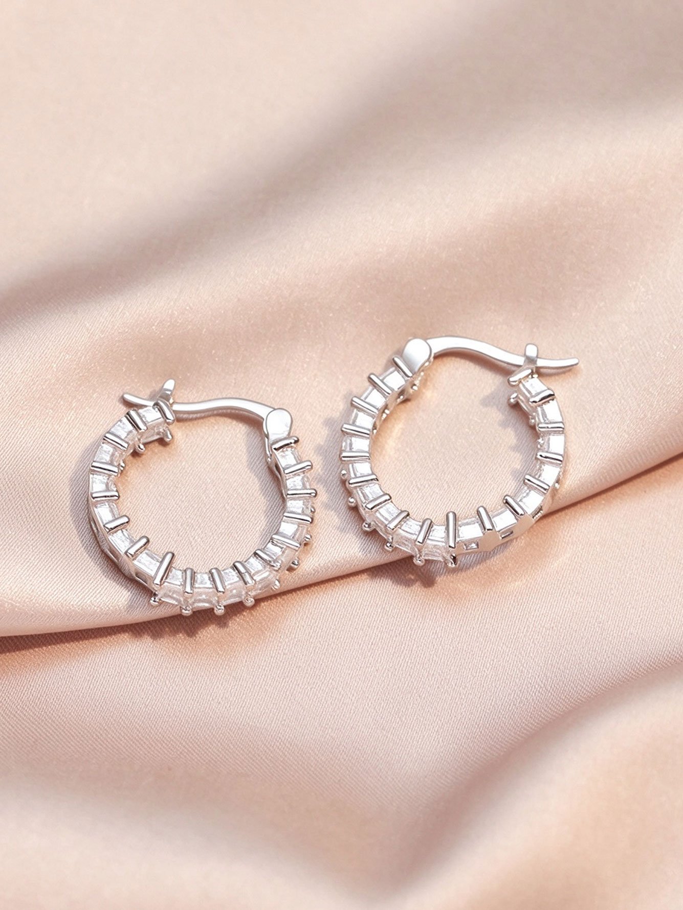 Silver Gemstone Hoop Earrings