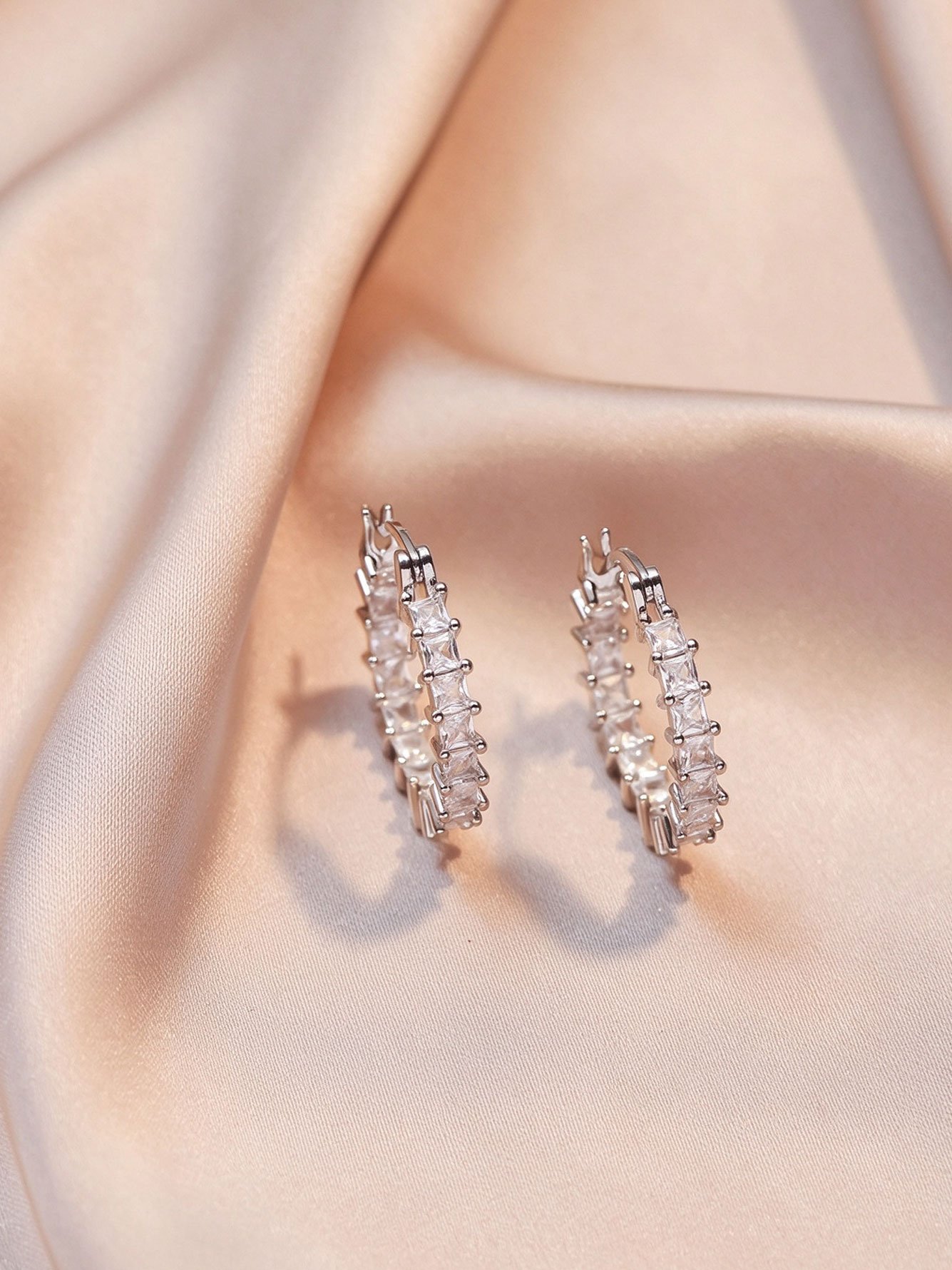 Silver Gemstone Hoop Earrings