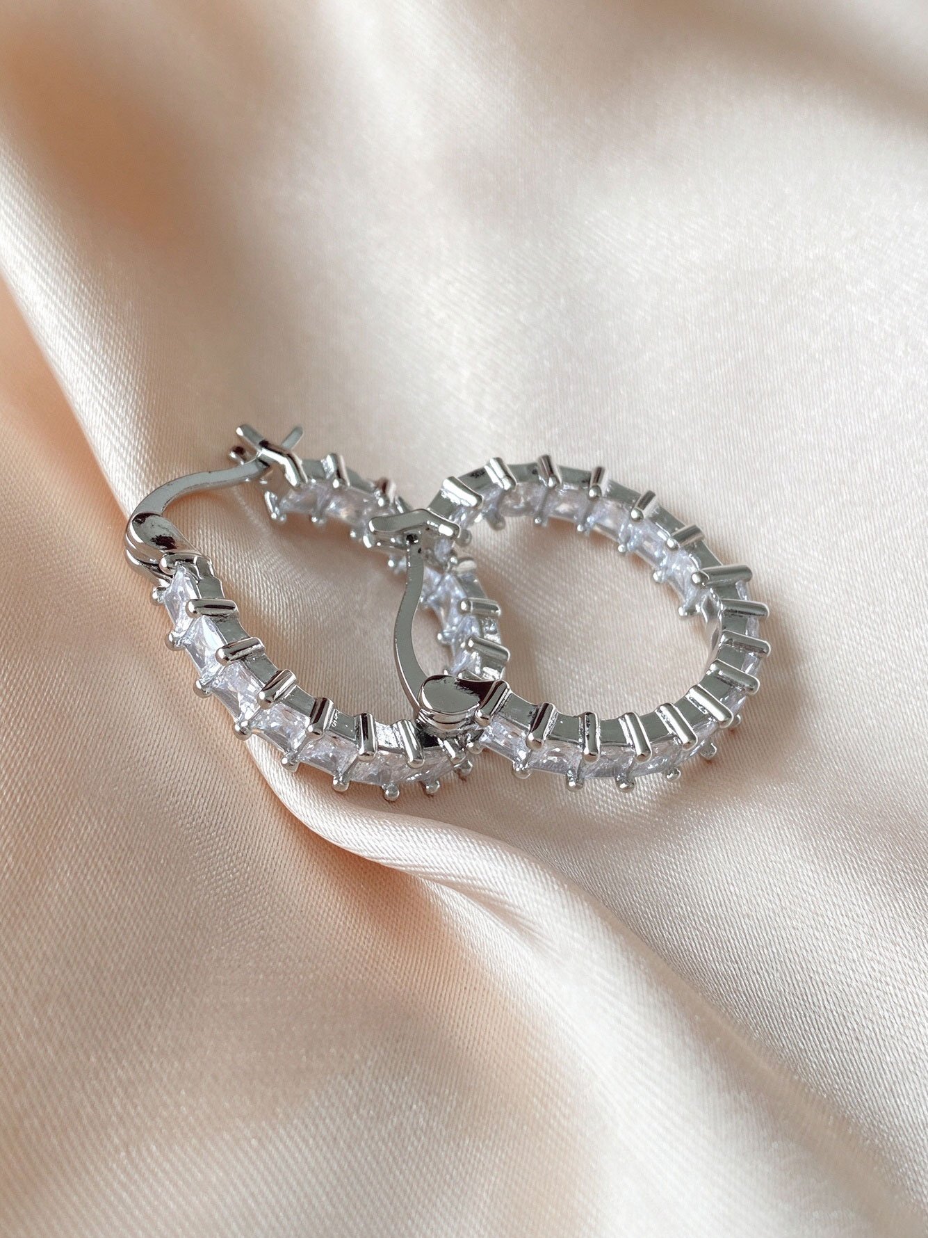 Silver Gemstone Hoop Earrings