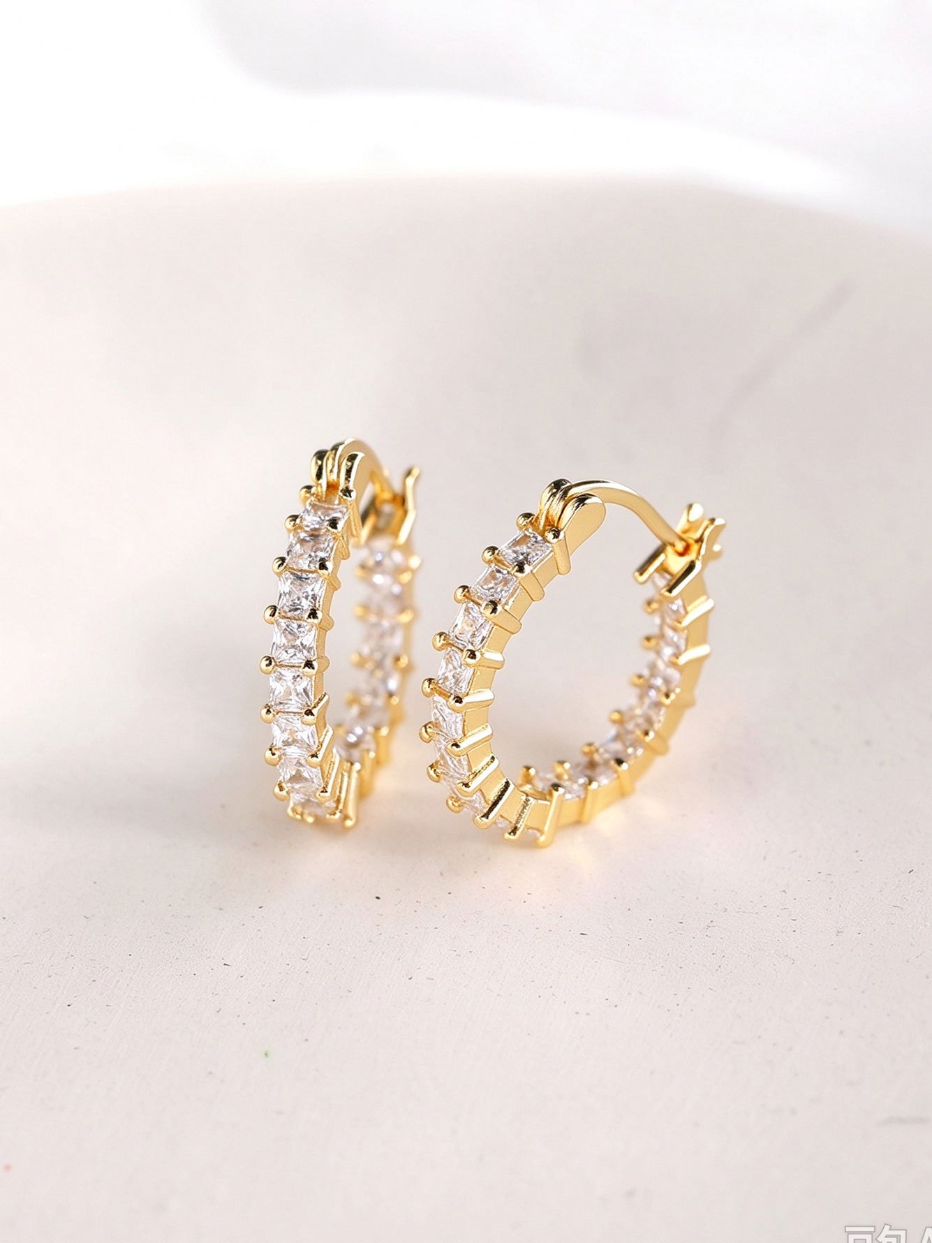Gold Crystal Hoop Earrings