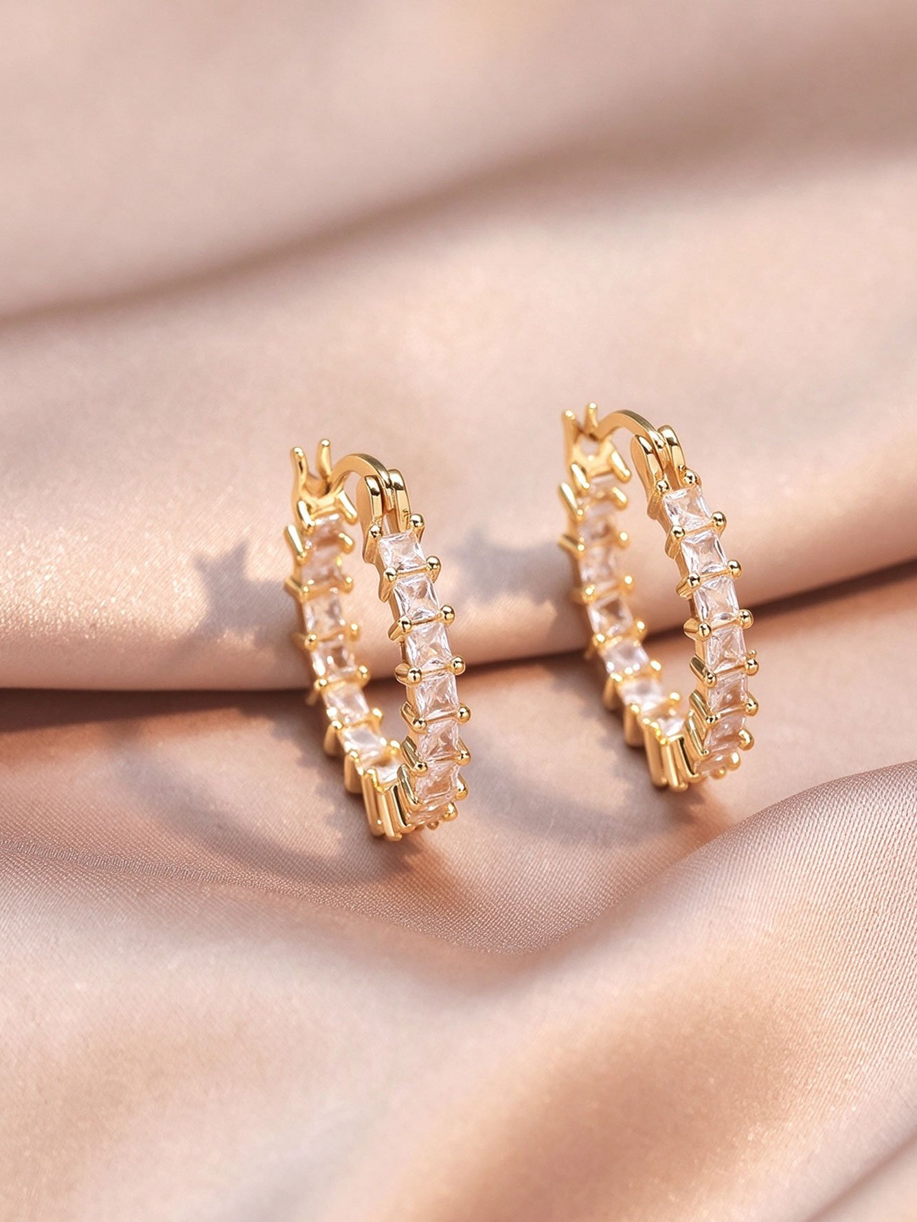 Gold Crystal Hoop Earrings