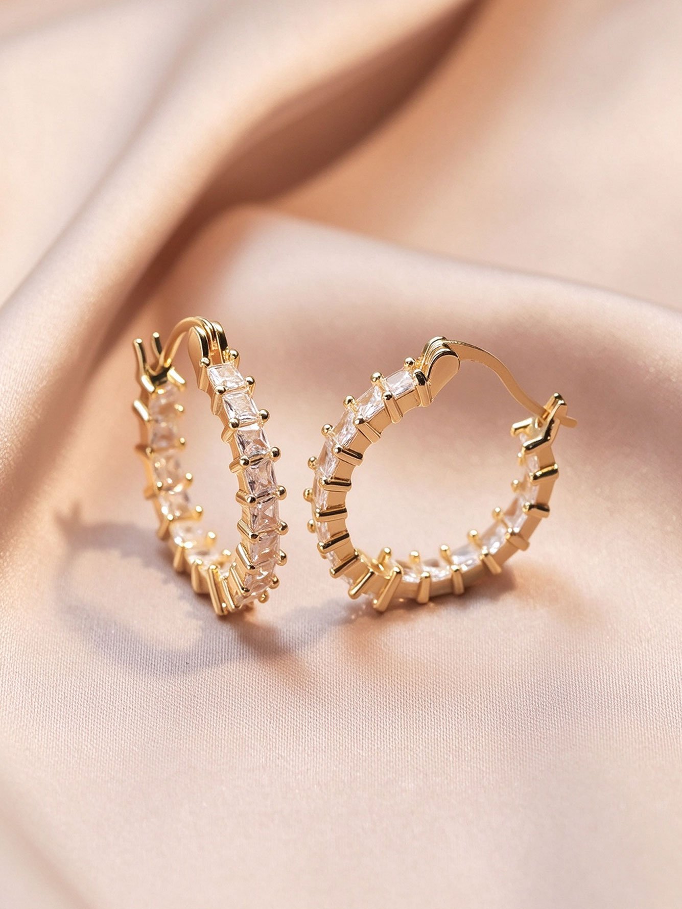 Gold Crystal Hoop Earrings