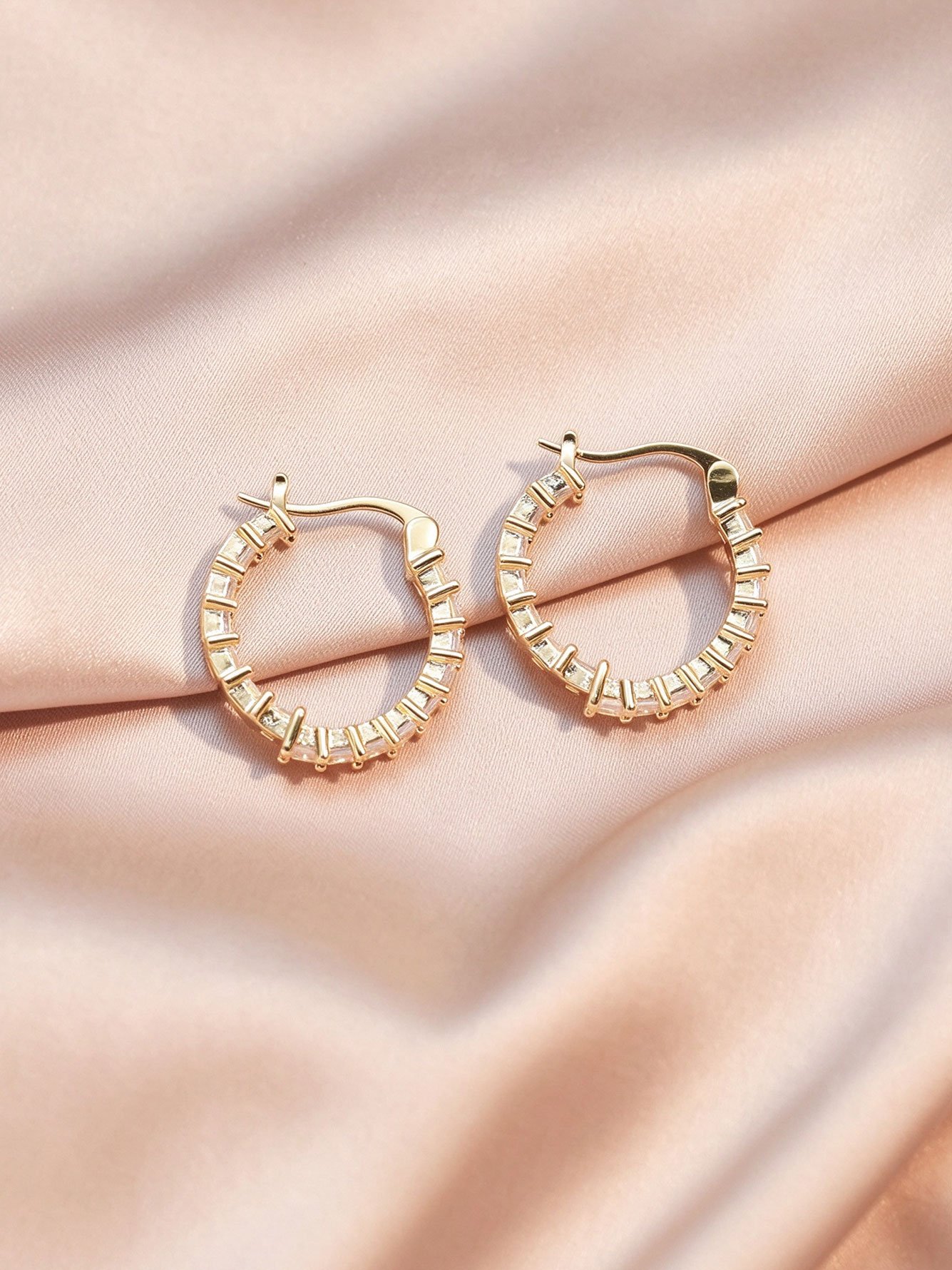 Gold Crystal Hoop Earrings