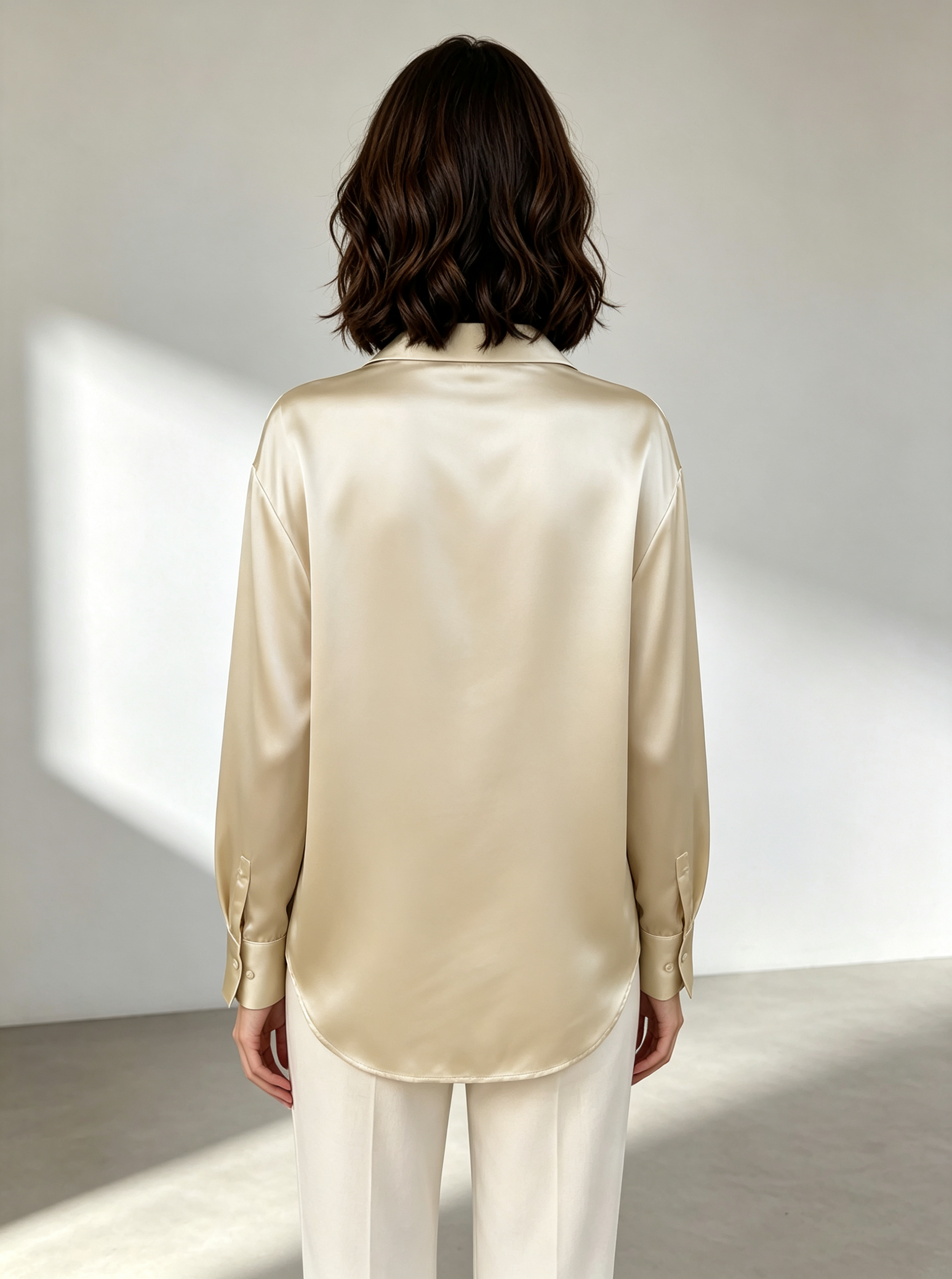 Beige Solid Long Sleeves Regular Shirt