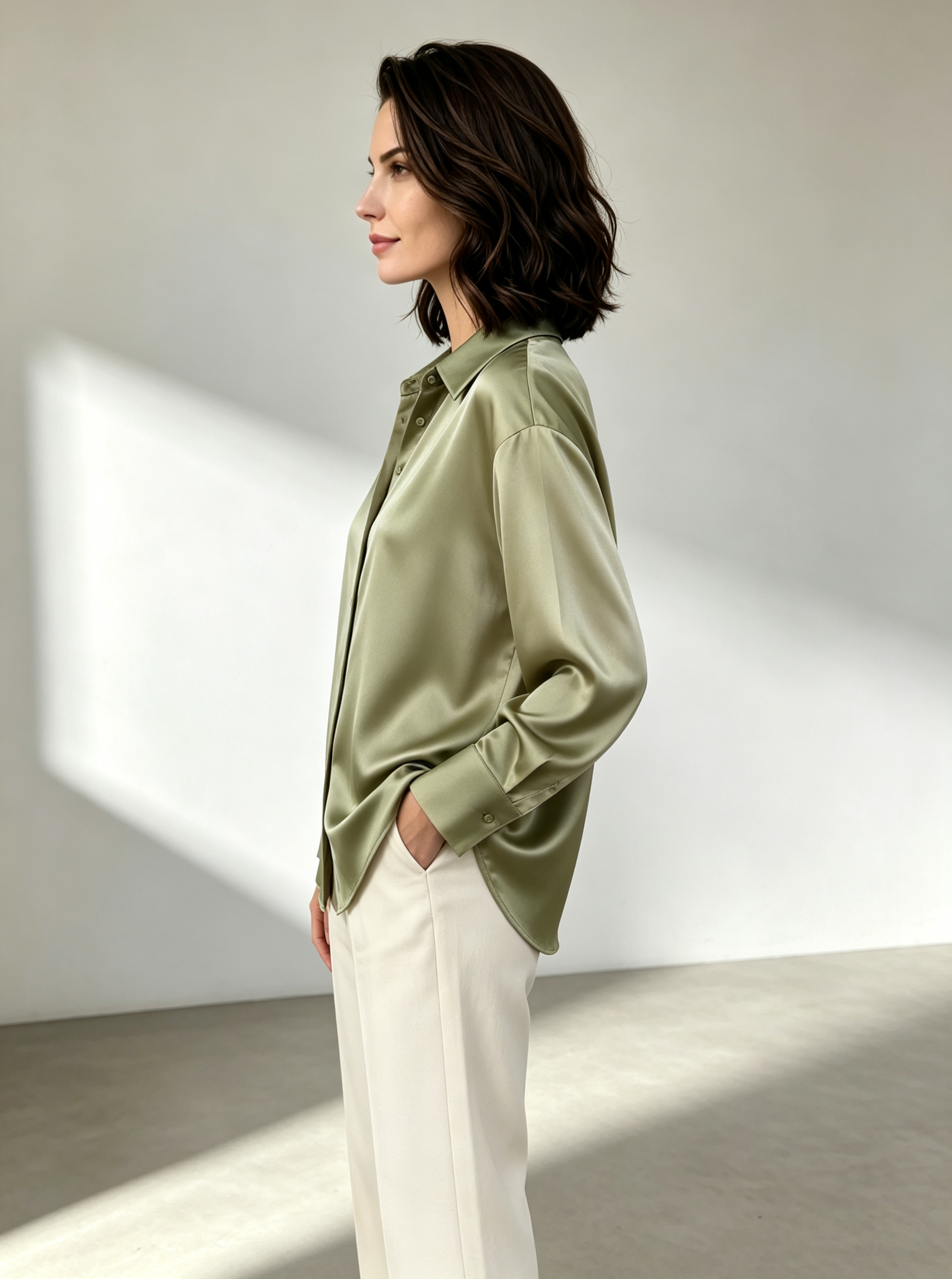 Olive Solid Long Sleeves Regular Shirt