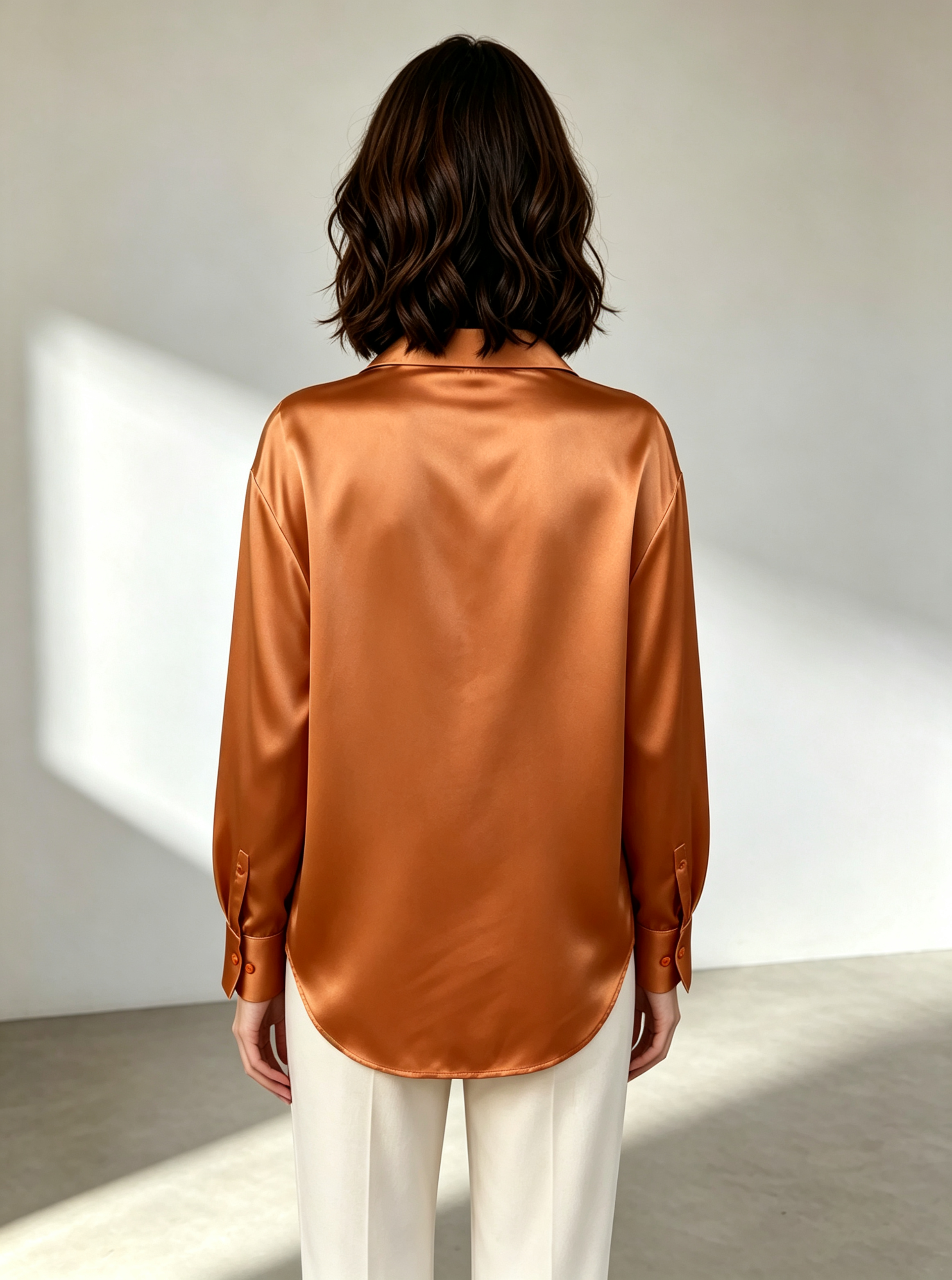 Orange Solid Long Sleeves Regular Shirt