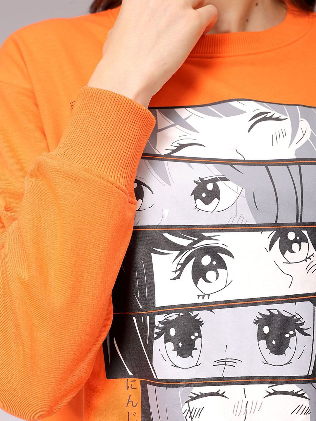 Orange Graphic Sweatshirt with Long Sleeves