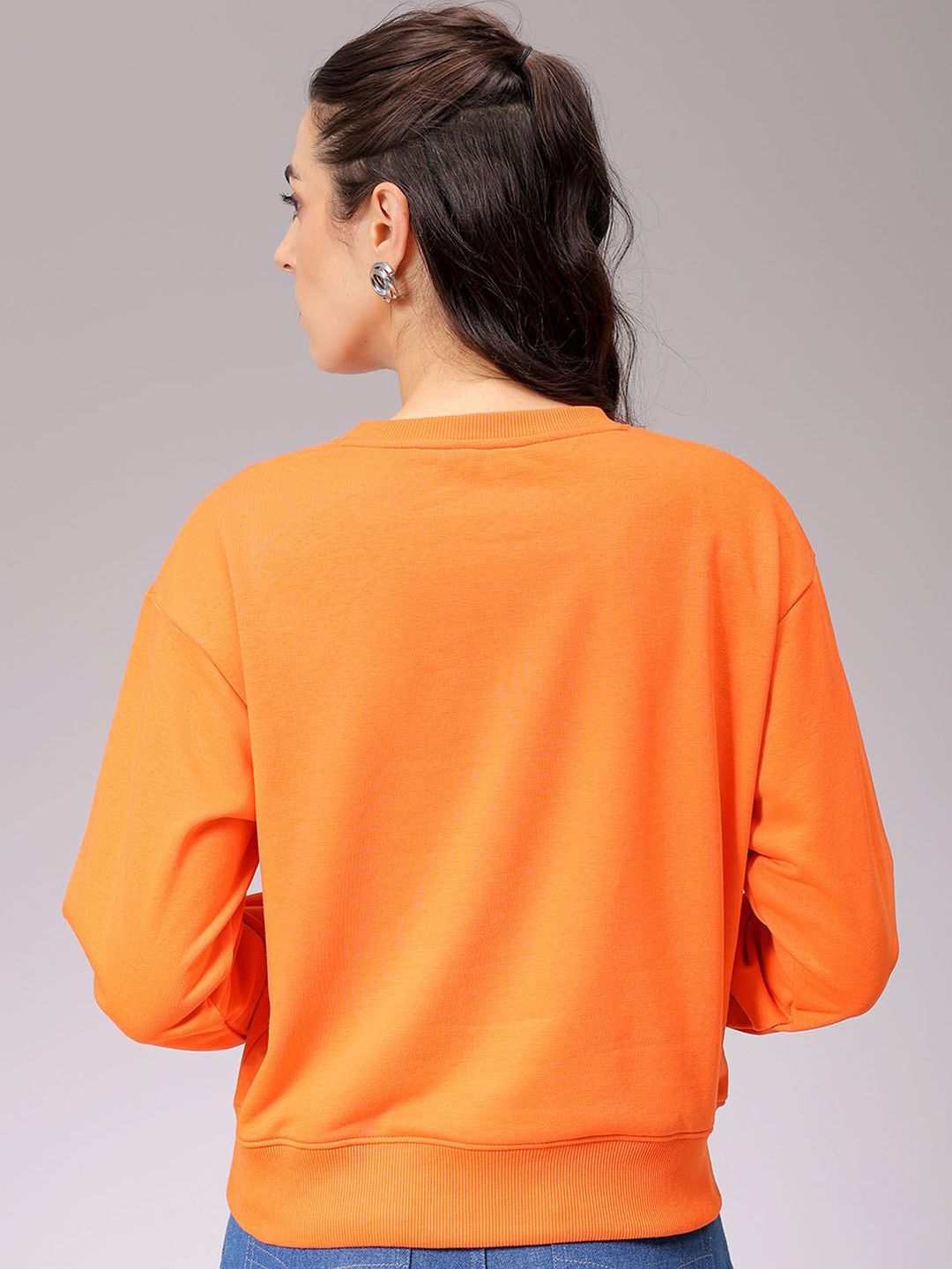 Orange Graphic Sweatshirt with Long Sleeves