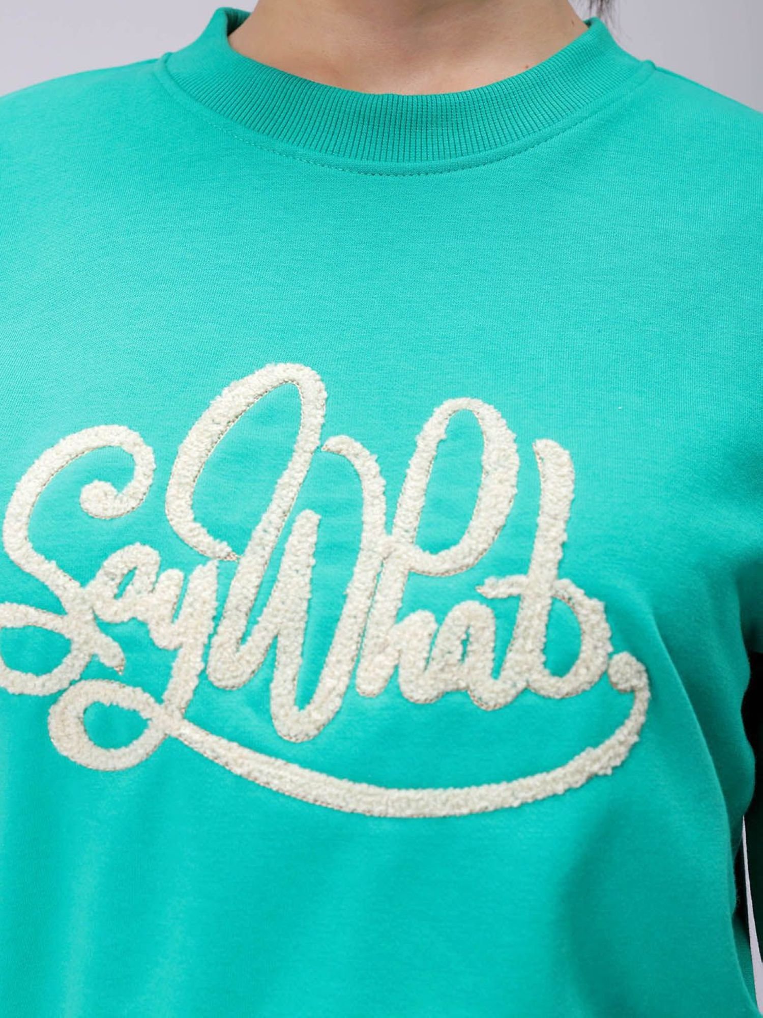 Green Slogan Sweatshirt with Long Sleeves