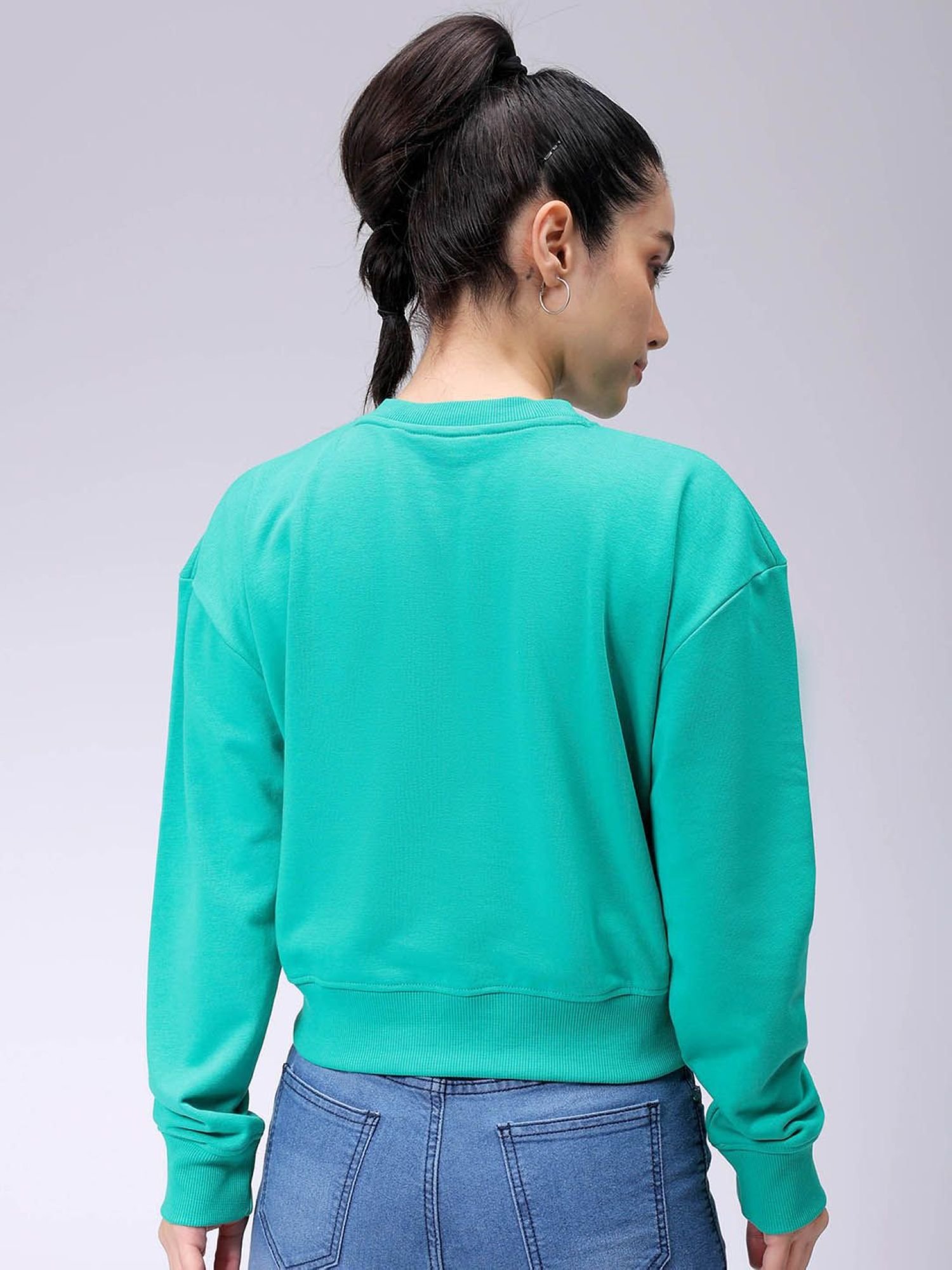 Green Slogan Sweatshirt with Long Sleeves