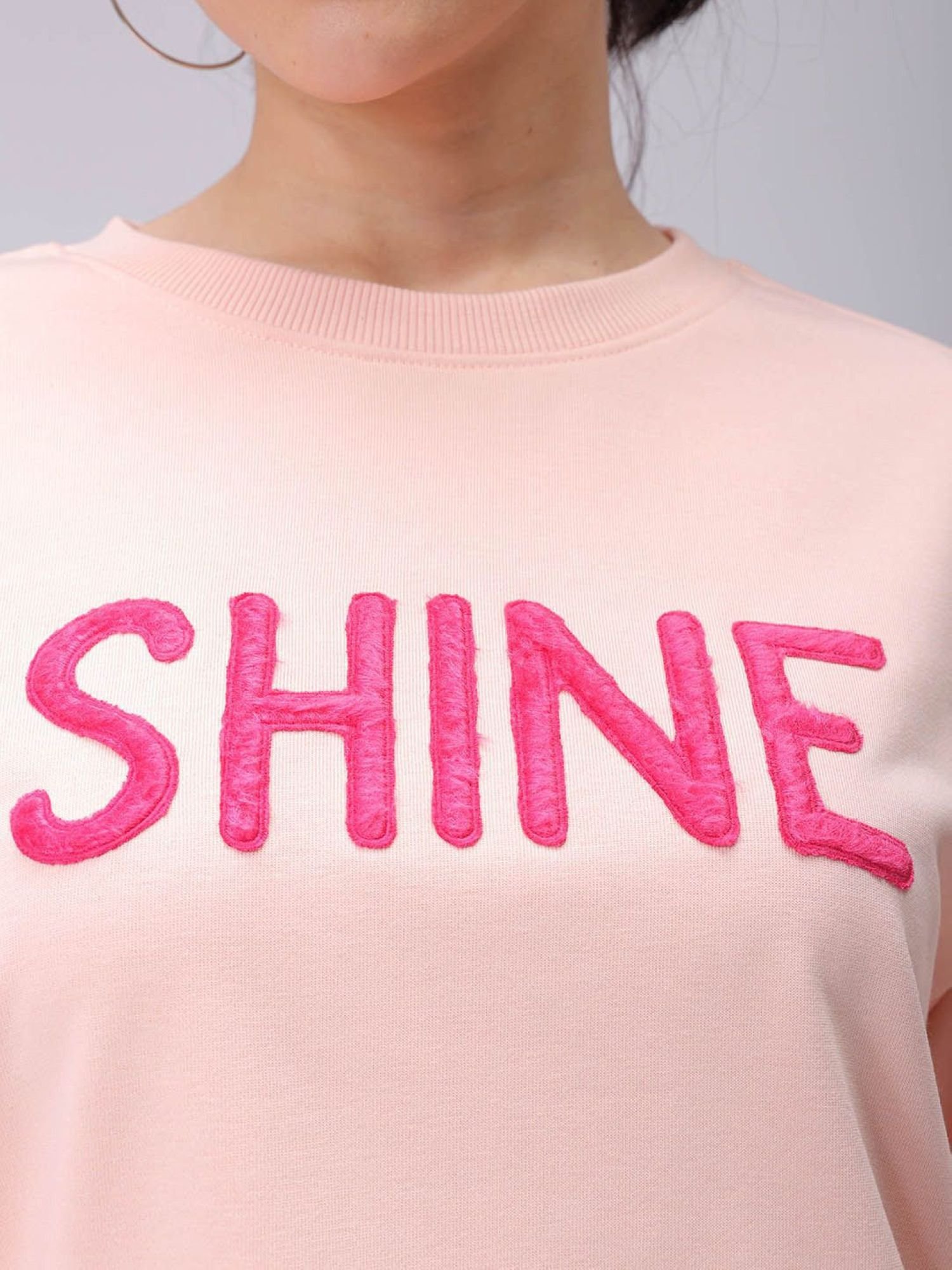 Pink Slogan Sweatshirt with Long Sleeves