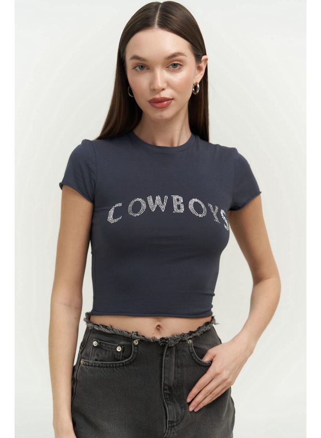 Grey Graphic Round Neck Regular T-Shirt