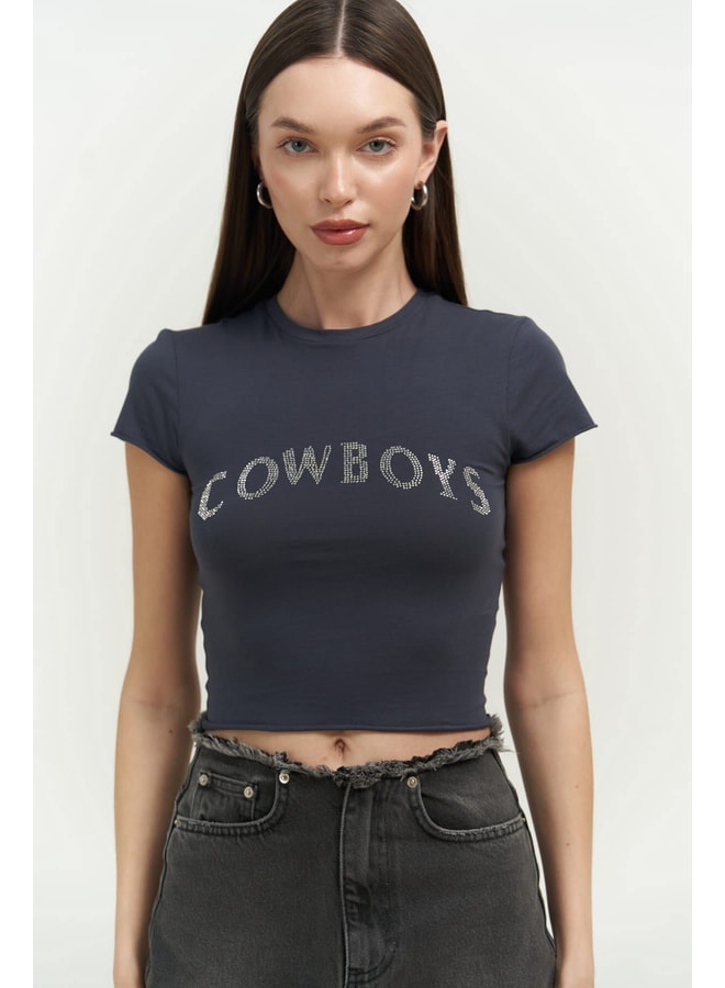 Grey Graphic Round Neck Regular T-Shirt
