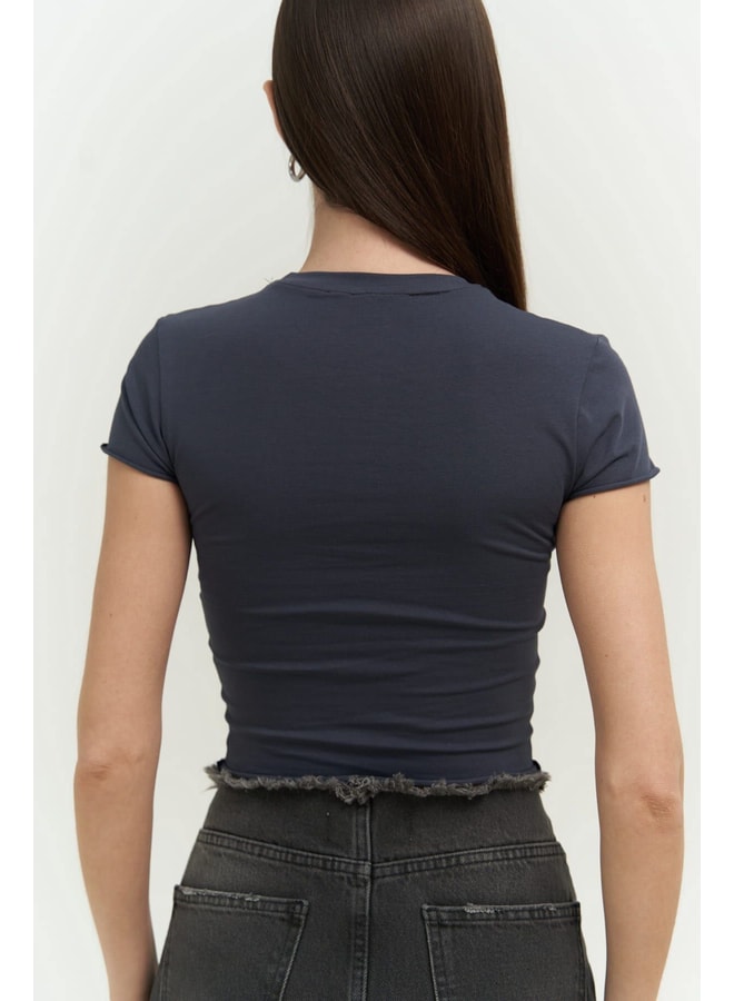 Grey Graphic Round Neck Regular T-Shirt