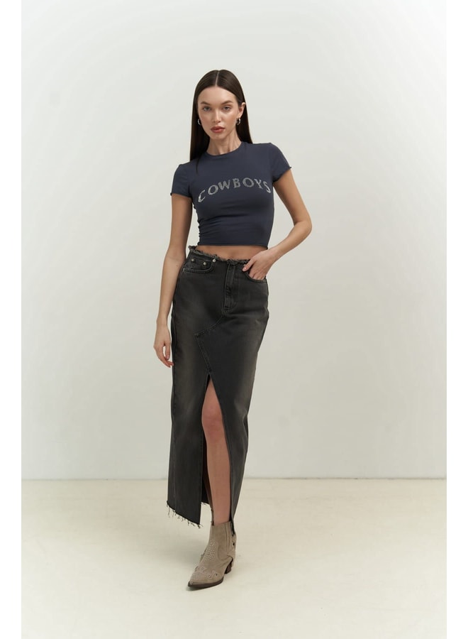 Grey Graphic Round Neck Regular T-Shirt