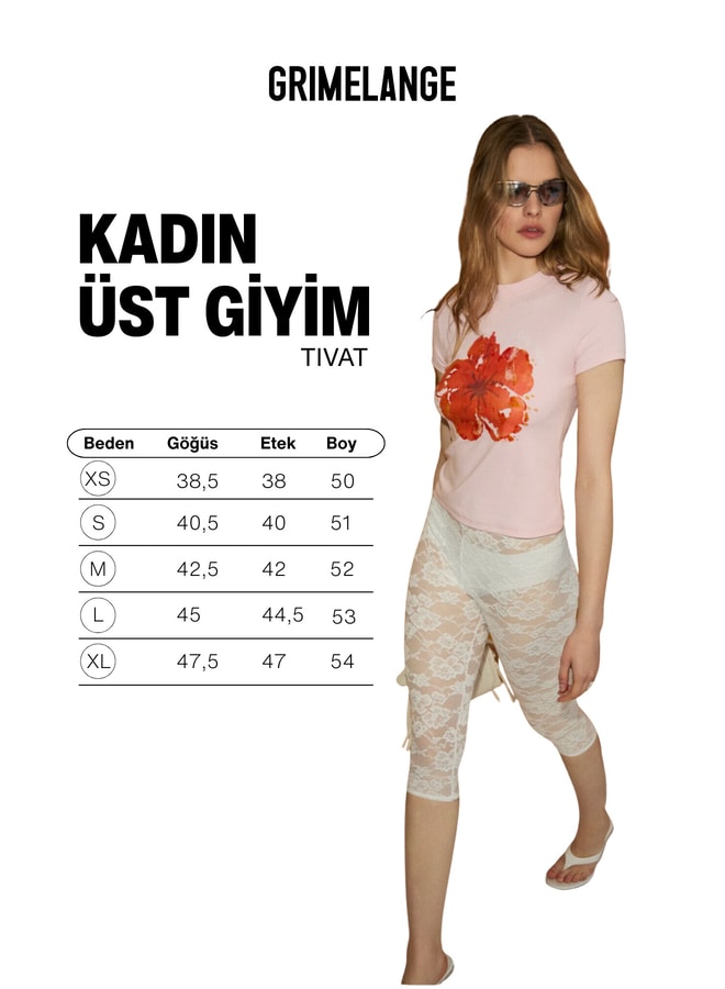 Pink Floral Round Neck Regular T-Shirt