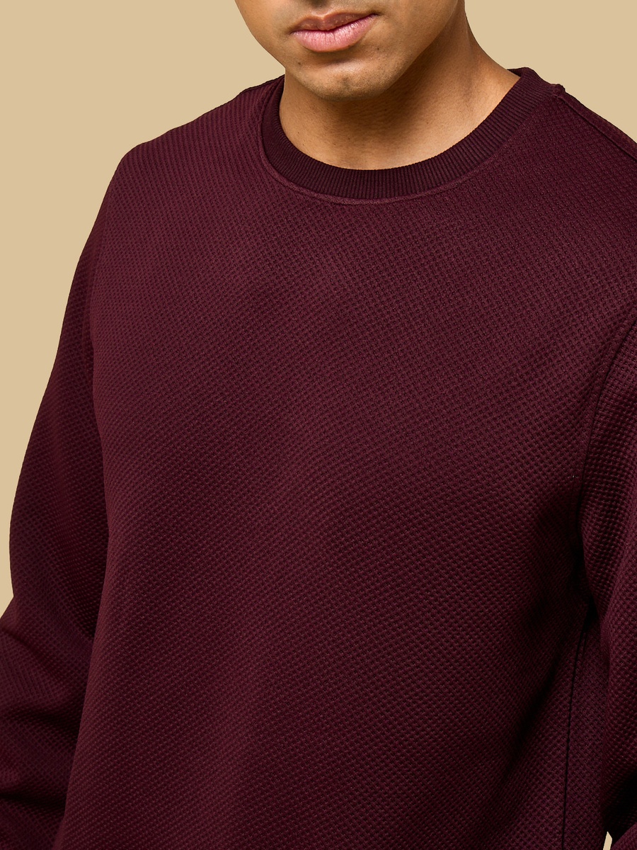 Waffle Textured Sweatshirt